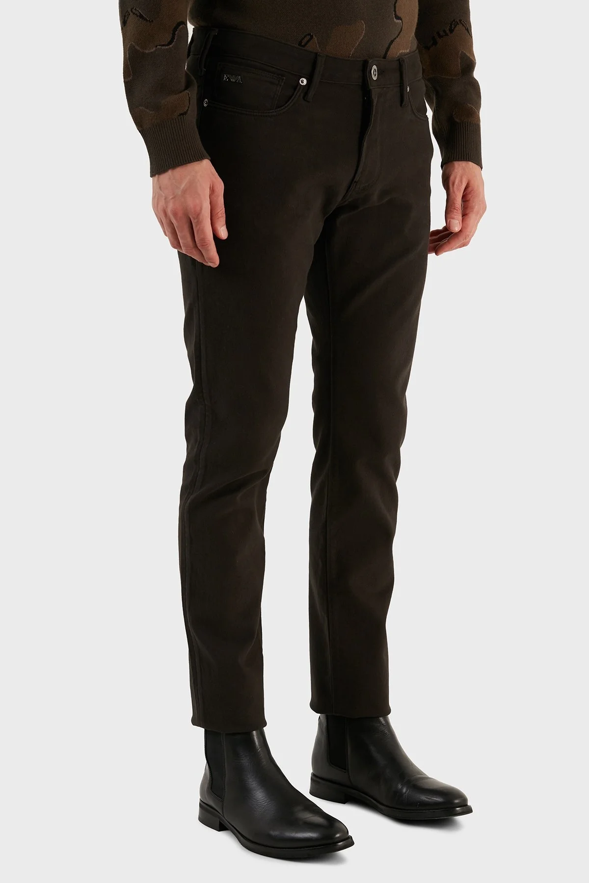 Emporio Armani Pamuklu Normal Bel Slim Fit Dar Paça J06 Jeans Erkek Kot Pantolon 6L1J06 1NT8Z 0651 HAKİ - 4