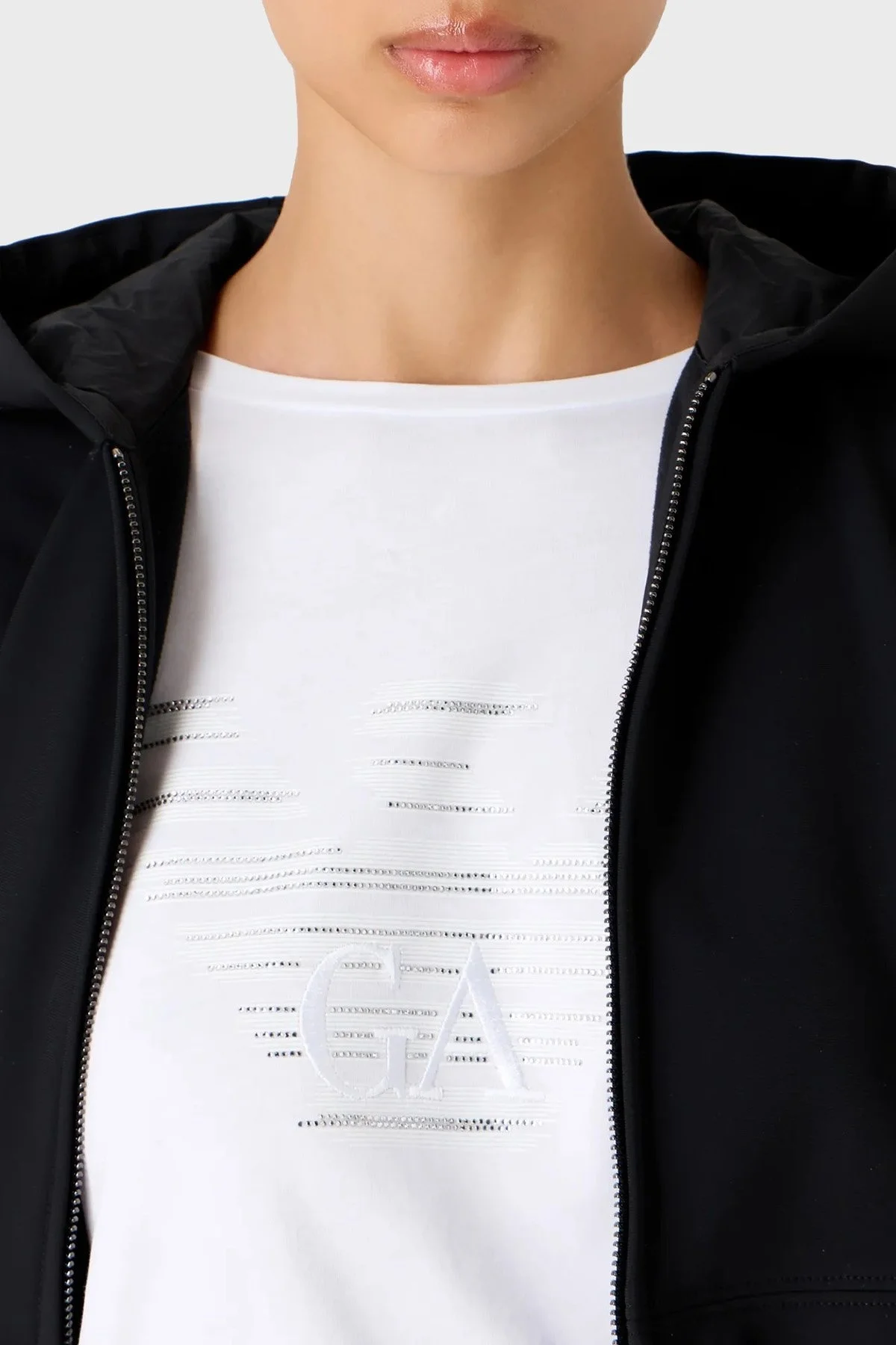 Emporio Armani Pamuklu Oversize Fit Bisiklet Yaka Bayan T Shirt 3D2T7C 2JFNZ 0100 BEYAZ - 4