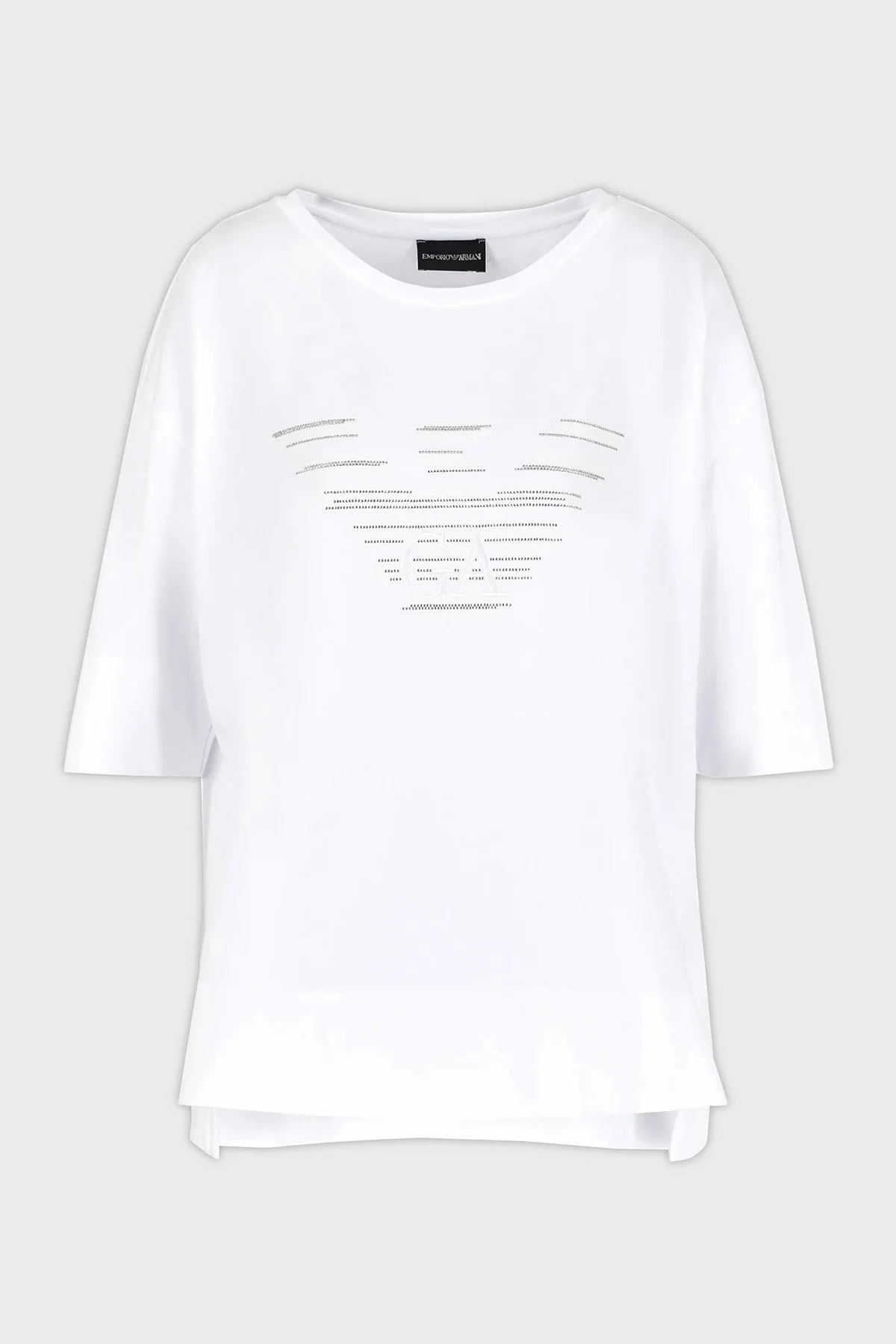 Emporio Armani Pamuklu Oversize Fit Bisiklet Yaka Bayan T Shirt 3D2T7C 2JFNZ 0100 BEYAZ - 5