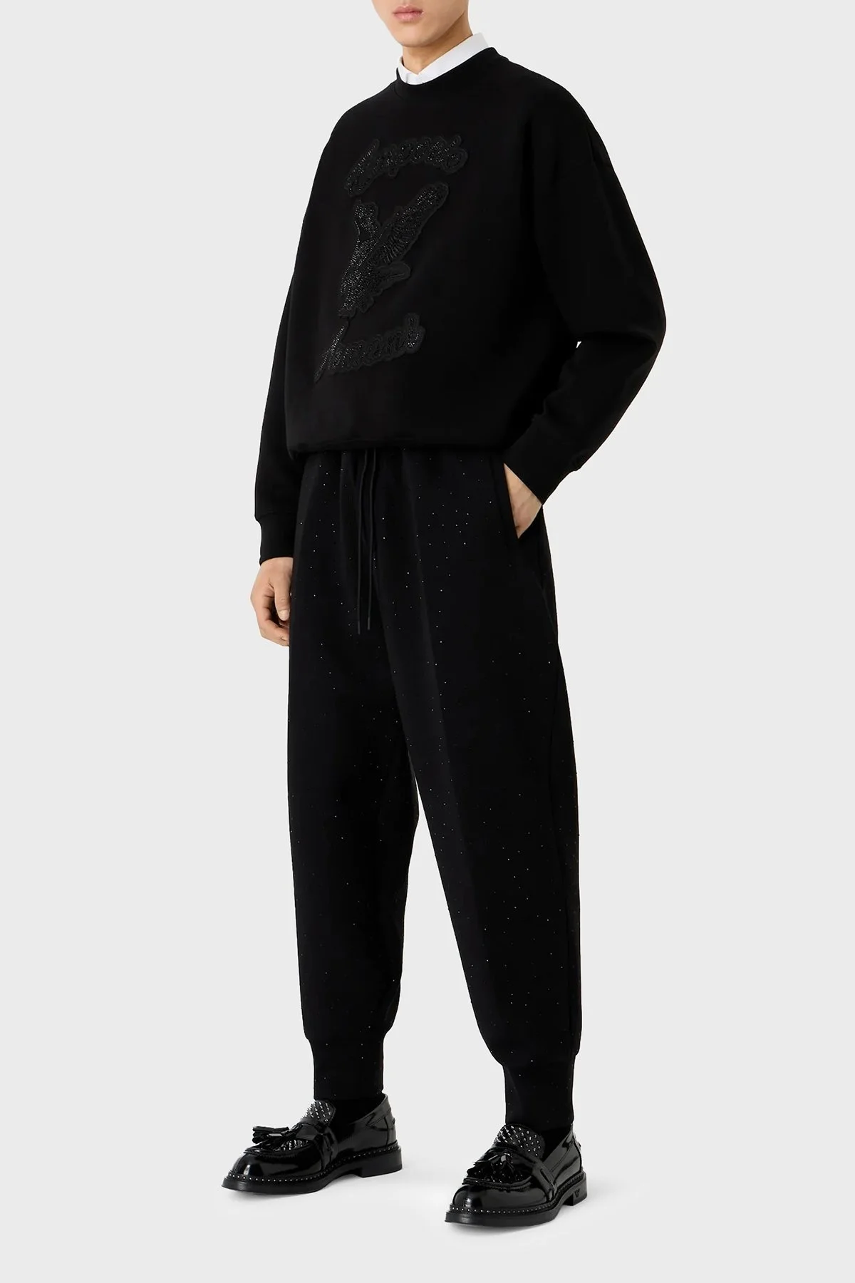 Emporio Armani Pamuklu Oversize Fit Bisiklet Yaka Erkek Sweat 3D1MDU 1JHSZ 0999 SİYAH - 2