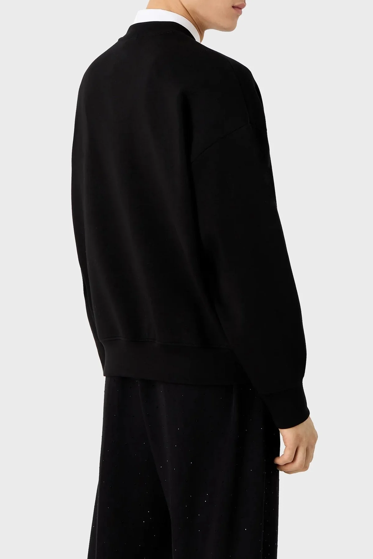 Emporio Armani Pamuklu Oversize Fit Bisiklet Yaka Erkek Sweat 3D1MDU 1JHSZ 0999 SİYAH - 3