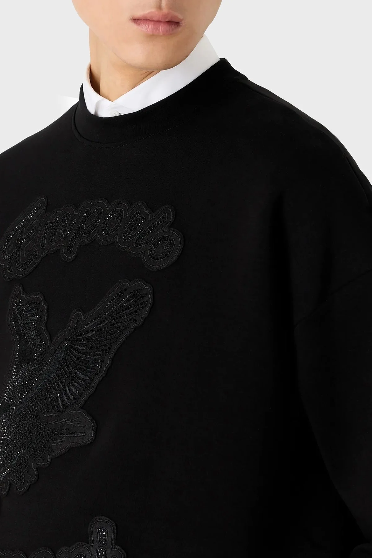 Emporio Armani Pamuklu Oversize Fit Bisiklet Yaka Erkek Sweat 3D1MDU 1JHSZ 0999 SİYAH - 4