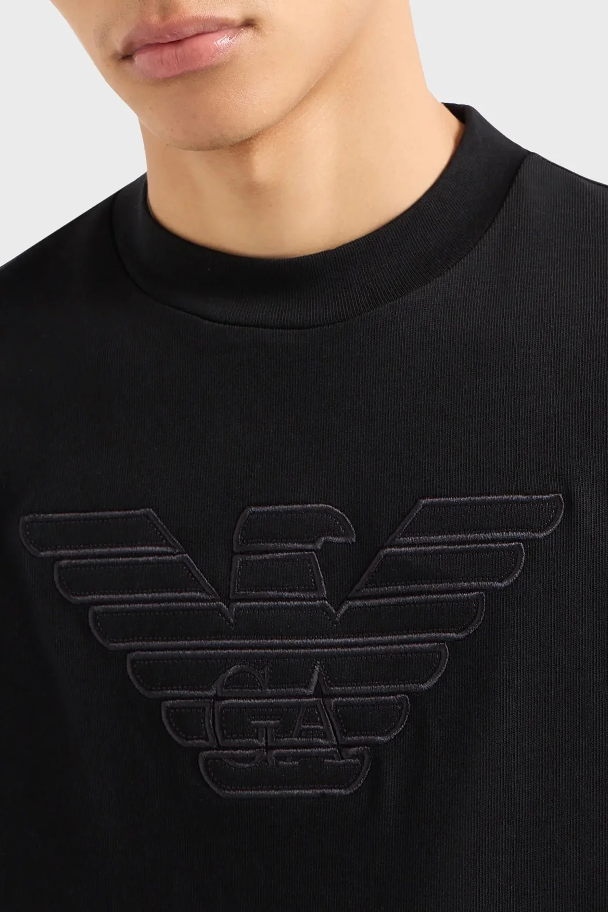Emporio Armani Pamuklu Oversize Fit Bisiklet Yaka Erkek T Shirt 3D1T93 1J0EZ 0028 SİYAH - 4