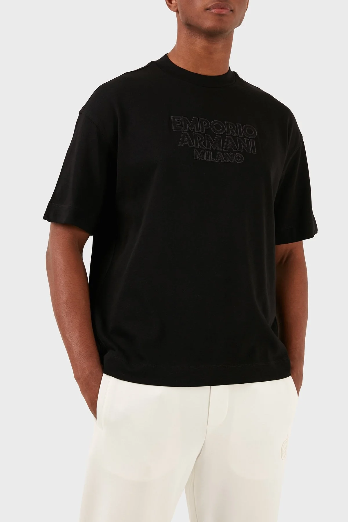 Emporio Armani Pamuklu Oversize Fit Bisiklet Yaka Erkek T Shirt 3D1T93 1J0EZ 0029 SİYAH - 4