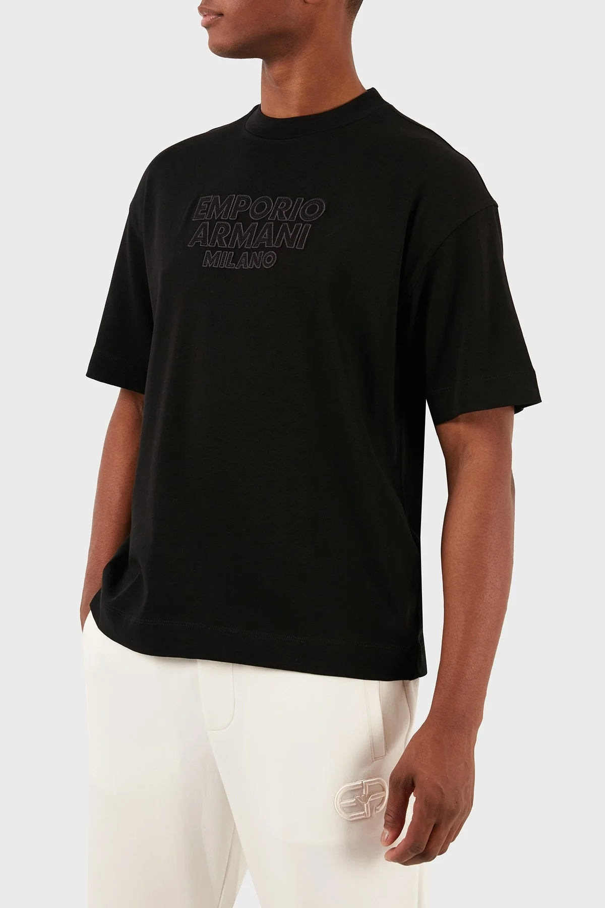 Emporio Armani Pamuklu Oversize Fit Bisiklet Yaka Erkek T Shirt 3D1T93 1J0EZ 0029 SİYAH - 6