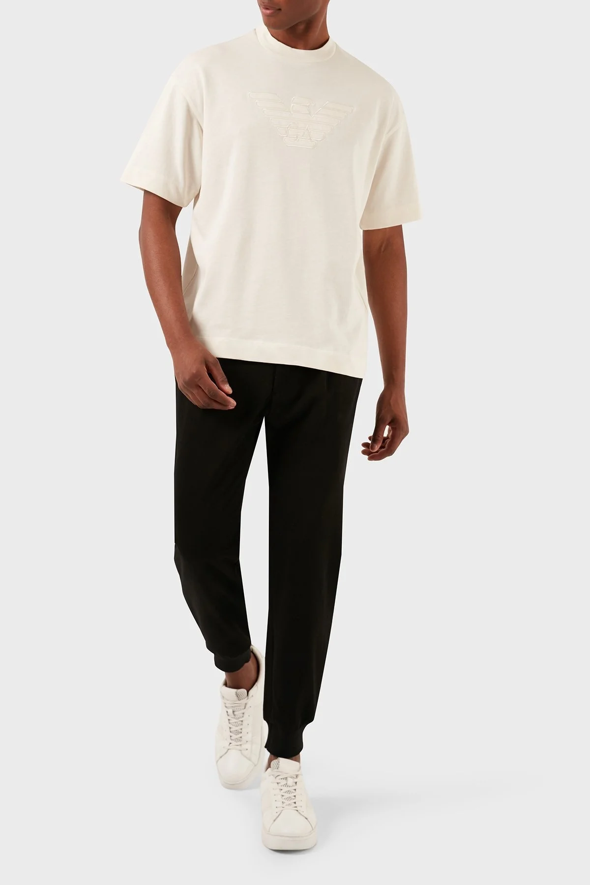 Emporio Armani Pamuklu Oversize Fit Bisiklet Yaka Erkek T Shirt 3D1T93 1J0EZ 0152 EKRU - 8