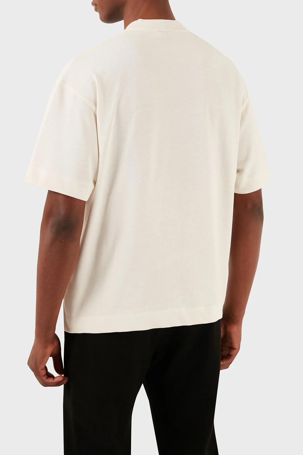 Emporio Armani Pamuklu Oversize Fit Bisiklet Yaka Erkek T Shirt 3D1T93 1J0EZ 0152 EKRU - 9