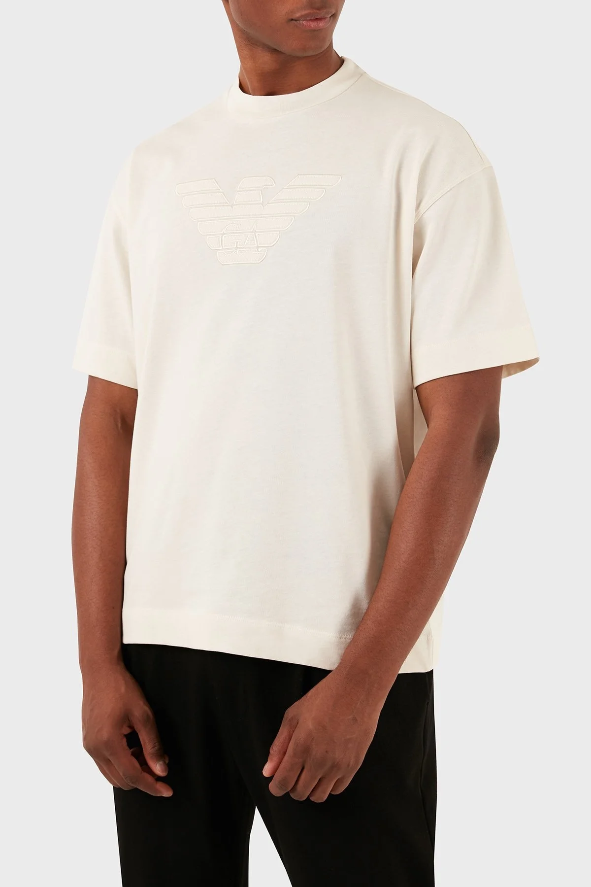 Emporio Armani Pamuklu Oversize Fit Bisiklet Yaka Erkek T Shirt 3D1T93 1J0EZ 0152 EKRU - 10