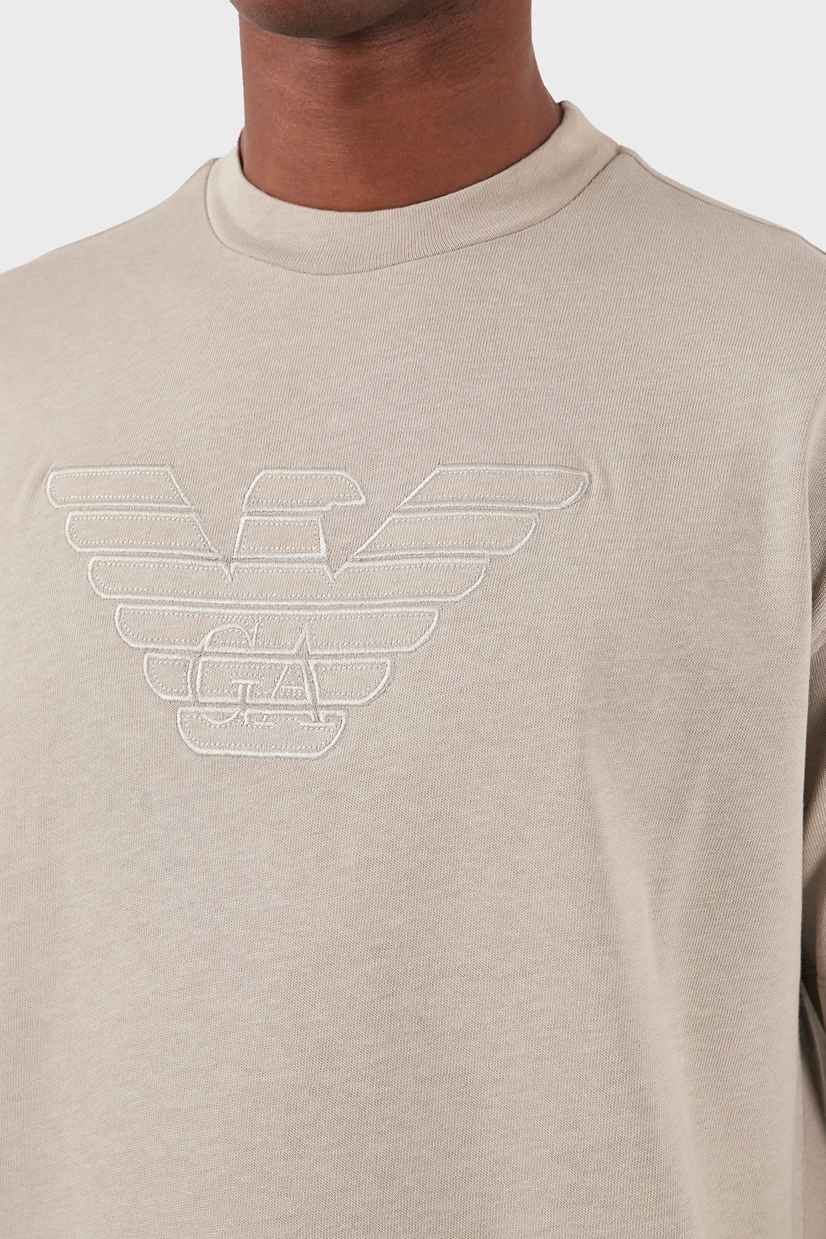 Emporio Armani Pamuklu Oversize Fit Bisiklet Yaka Erkek T Shirt 3D1T93 1J0EZ 0176 GRİ - 10