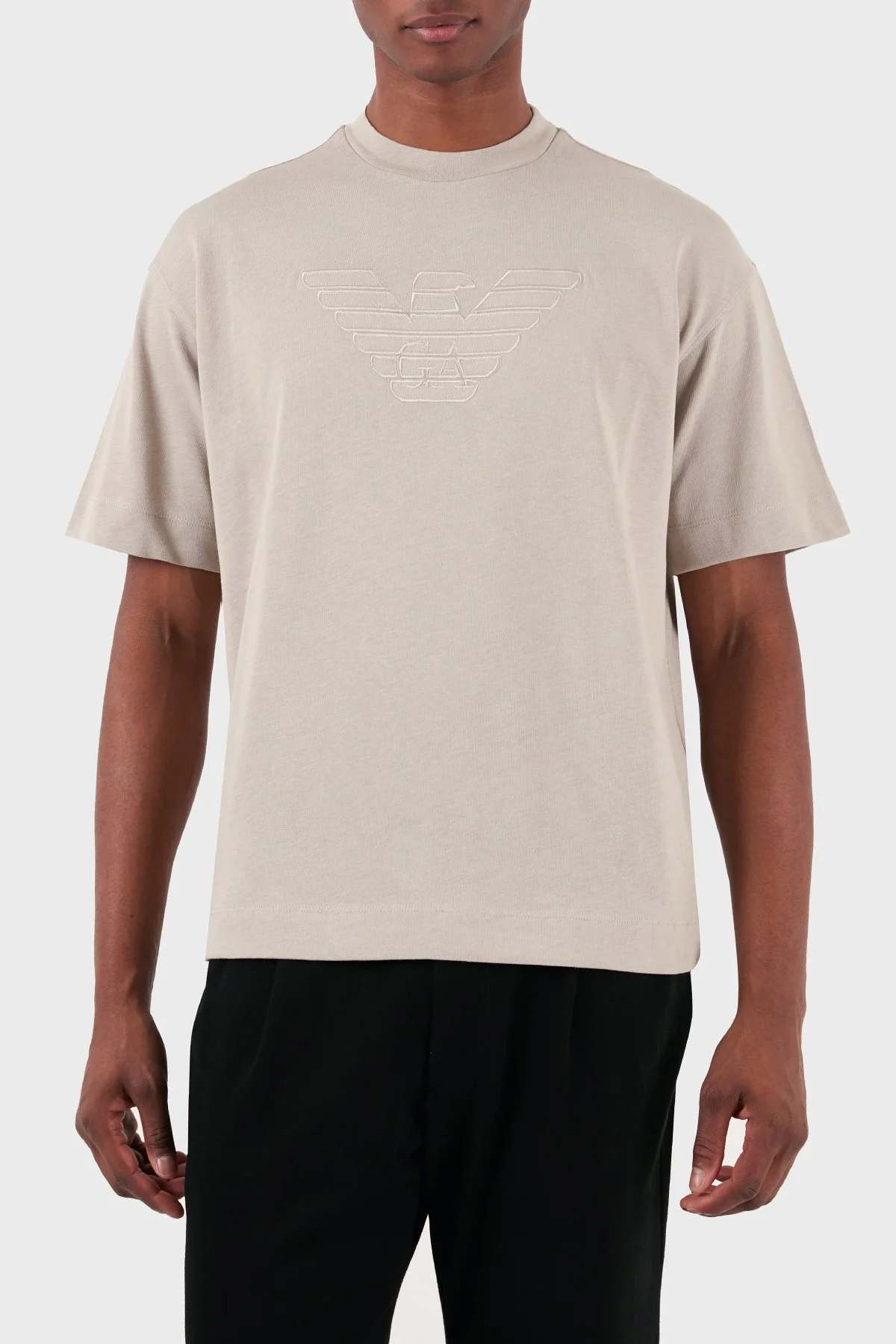 Emporio Armani Pamuklu Oversize Fit Bisiklet Yaka Erkek T Shirt 3D1T93 1J0EZ 0176 GRİ - 1