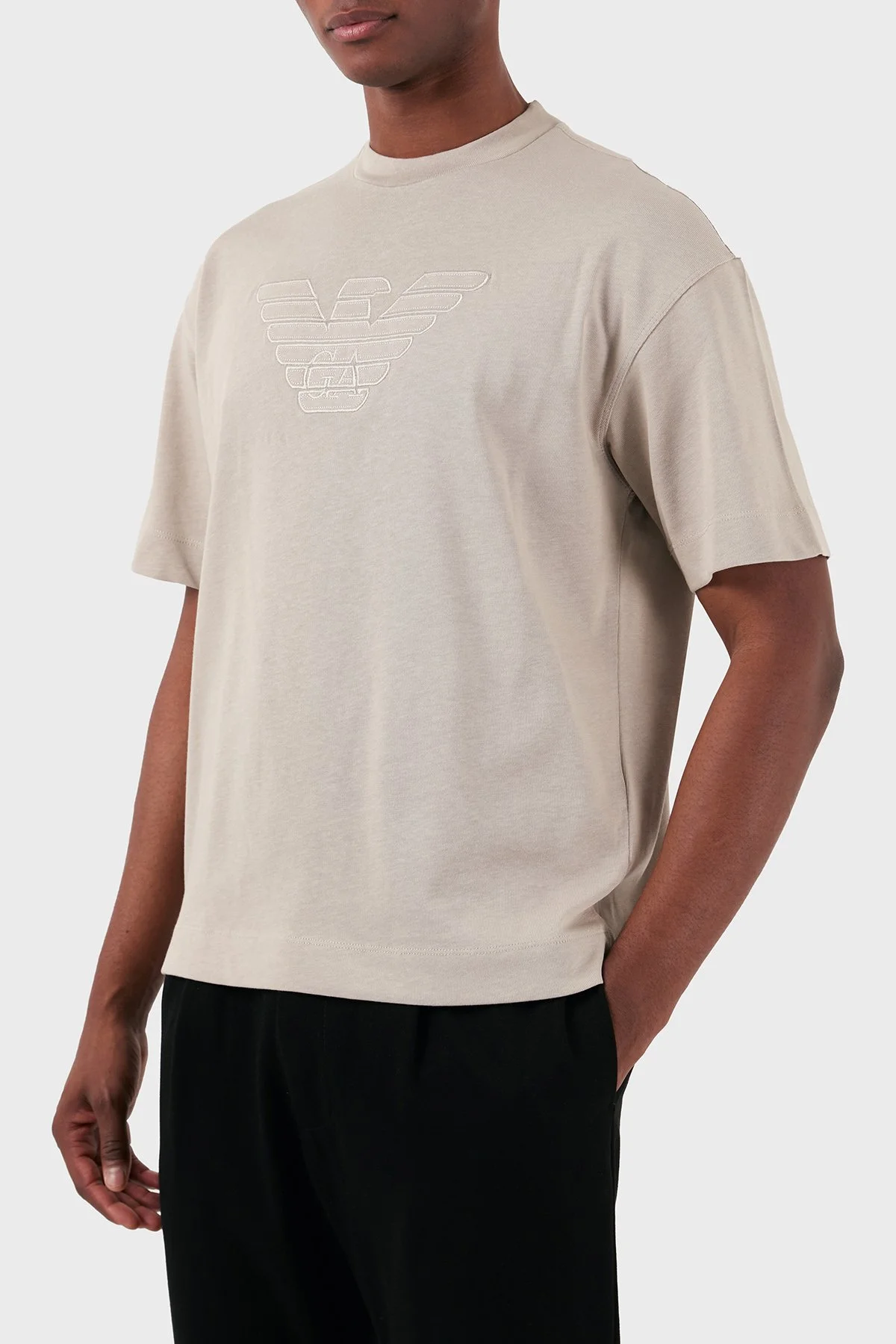 Emporio Armani Pamuklu Oversize Fit Bisiklet Yaka Erkek T Shirt 3D1T93 1J0EZ 0176 GRİ - 2