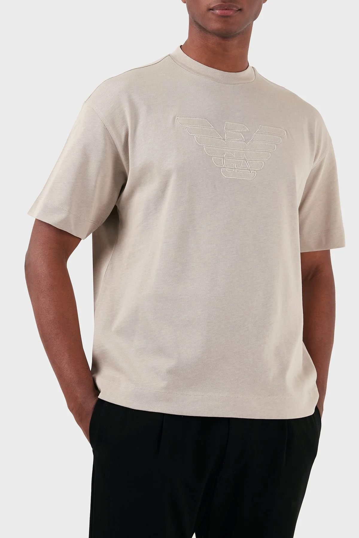 Emporio Armani Pamuklu Oversize Fit Bisiklet Yaka Erkek T Shirt 3D1T93 1J0EZ 0176 GRİ - 4