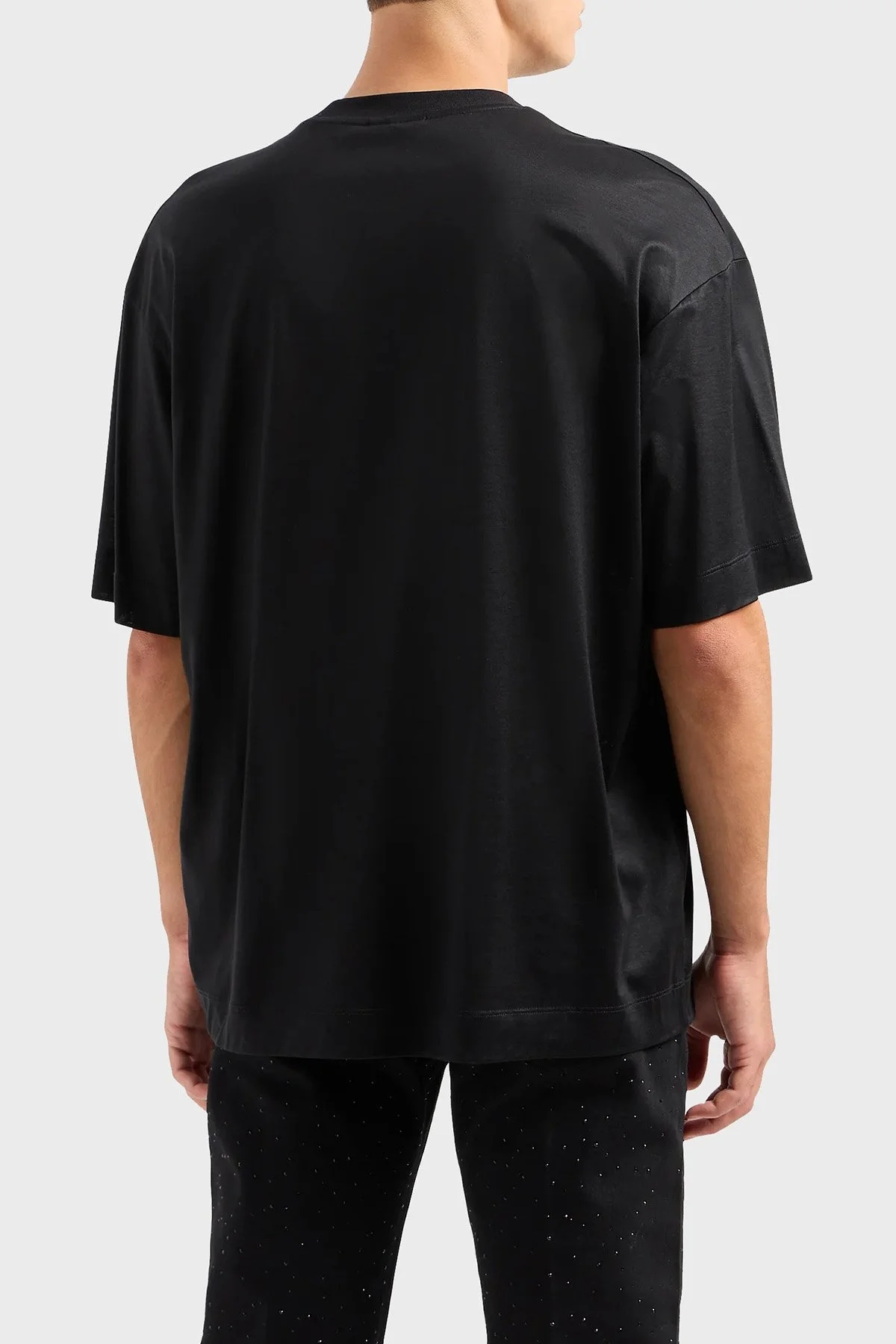 Emporio Armani Pamuklu Oversize Fit Bisiklet Yaka Erkek T Shirt 3D1T99 1JUVZ 0999 SİYAH - 2