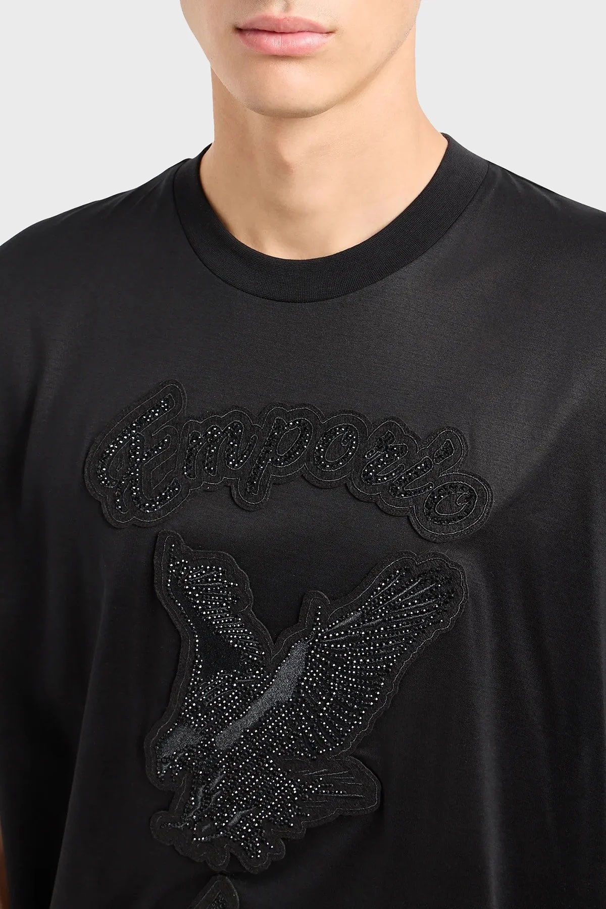 Emporio Armani Pamuklu Oversize Fit Bisiklet Yaka Erkek T Shirt 3D1T99 1JUVZ 0999 SİYAH - 3