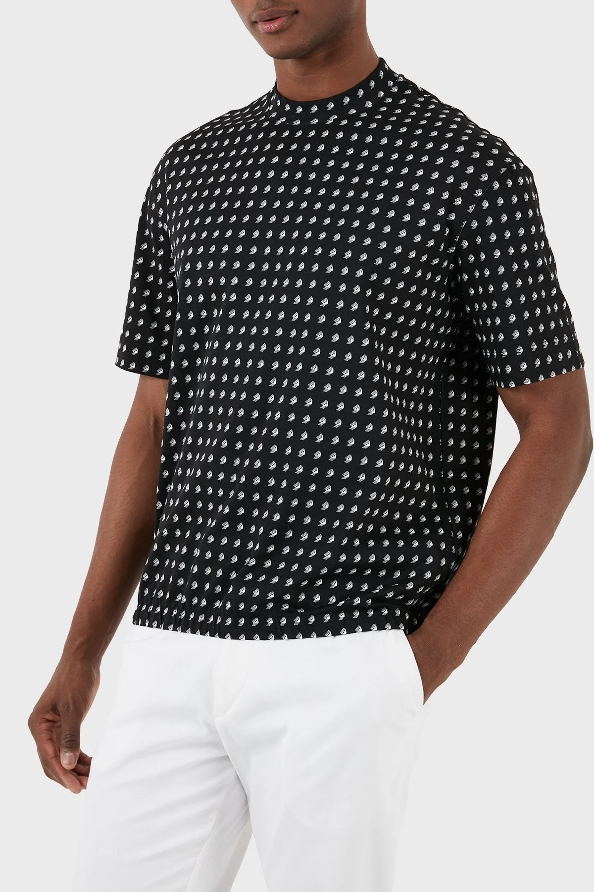 Emporio Armani Pamuklu Oversize Fit Bisiklet Yaka Erkek T Shirt 3D1TG7 1JOZZ F013 SİYAH - 2