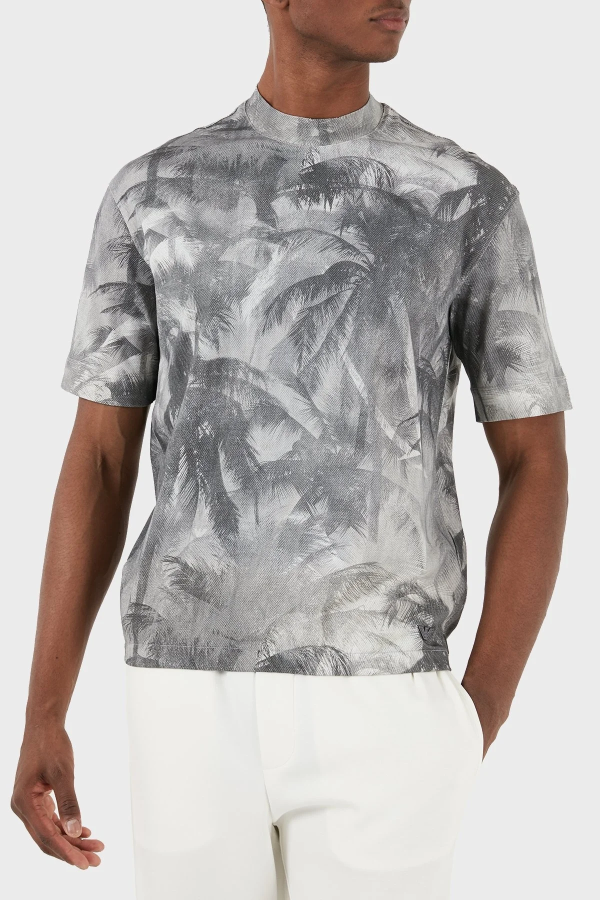 Emporio Armani Pamuklu Oversize Fit Bisiklet Yaka Erkek T Shirt 3D1TG7 1JOZZ F617 GRİ - 12