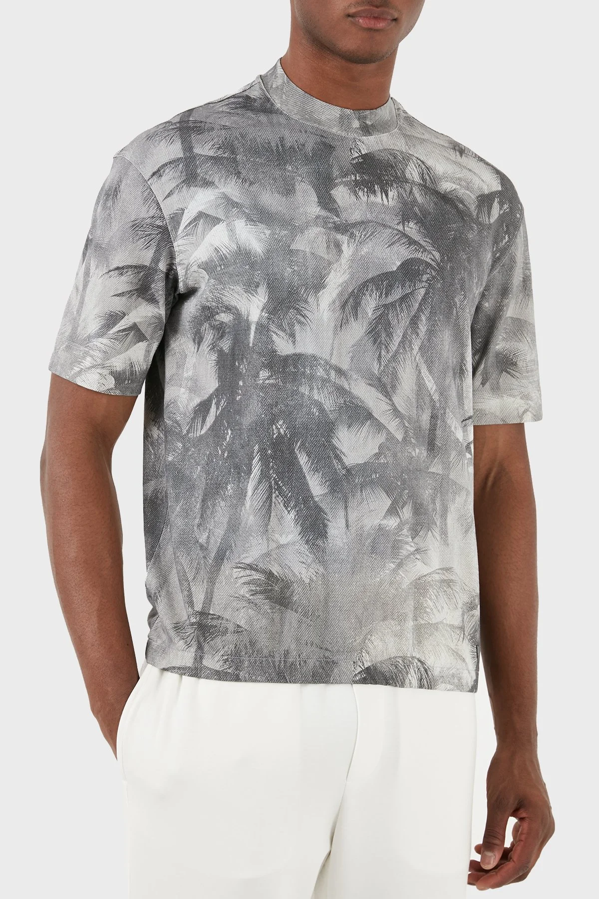 Emporio Armani Pamuklu Oversize Fit Bisiklet Yaka Erkek T Shirt 3D1TG7 1JOZZ F617 GRİ - 1