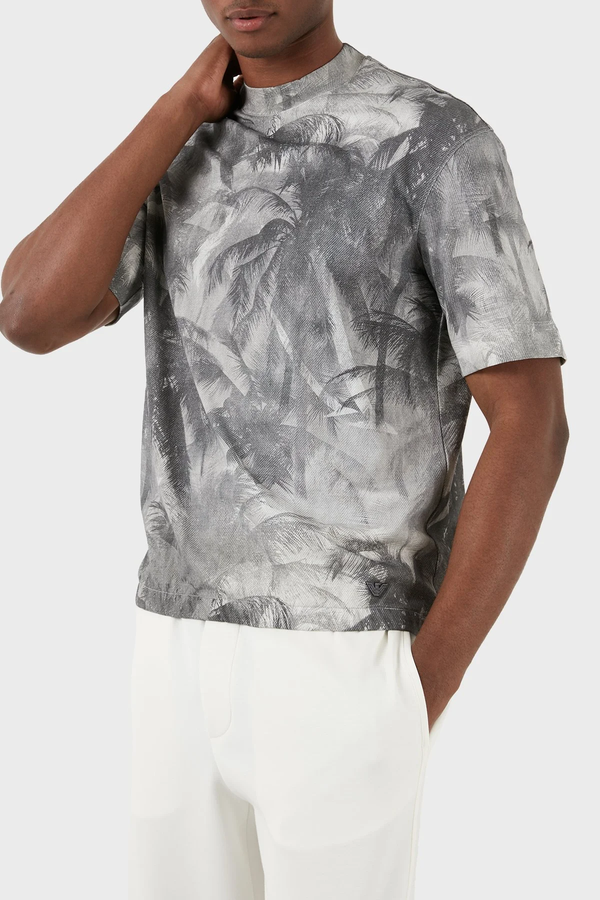 Emporio Armani Pamuklu Oversize Fit Bisiklet Yaka Erkek T Shirt 3D1TG7 1JOZZ F617 GRİ - 2