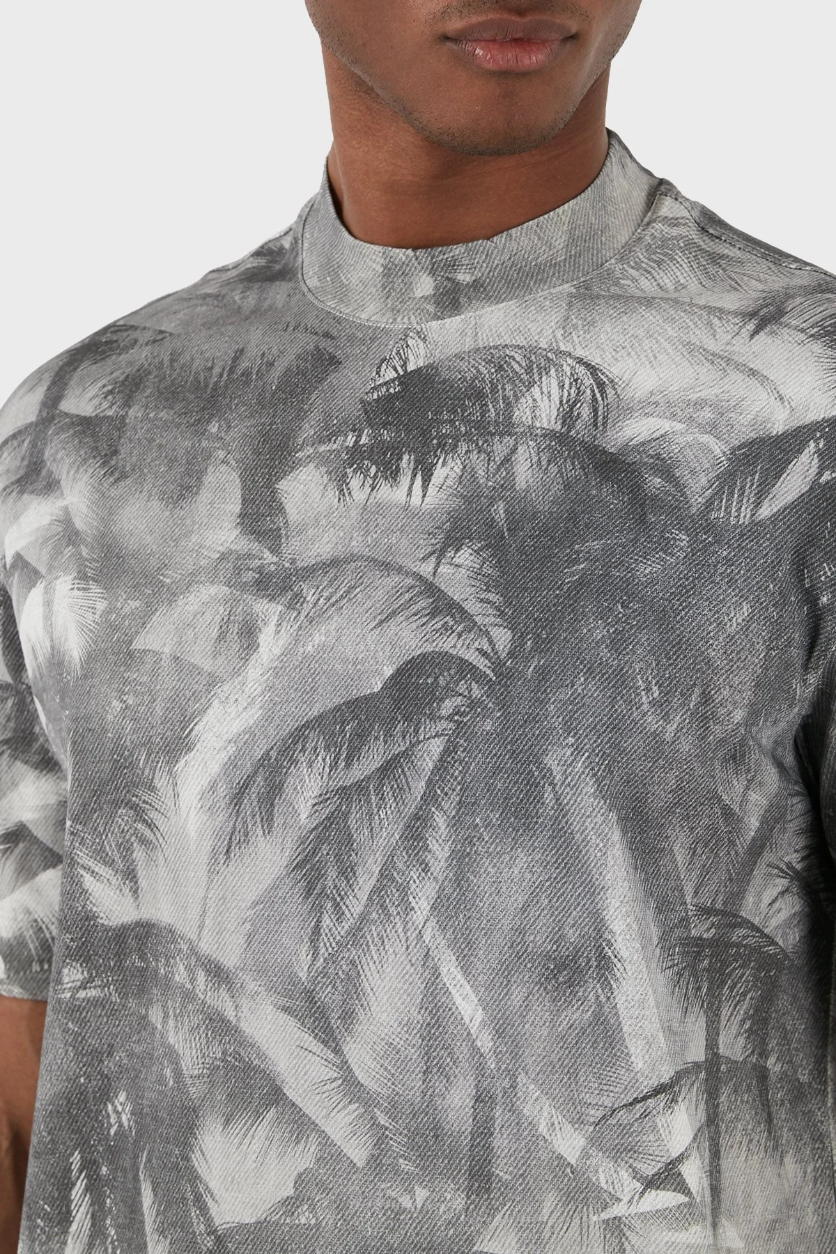 Emporio Armani Pamuklu Oversize Fit Bisiklet Yaka Erkek T Shirt 3D1TG7 1JOZZ F617 GRİ - 4