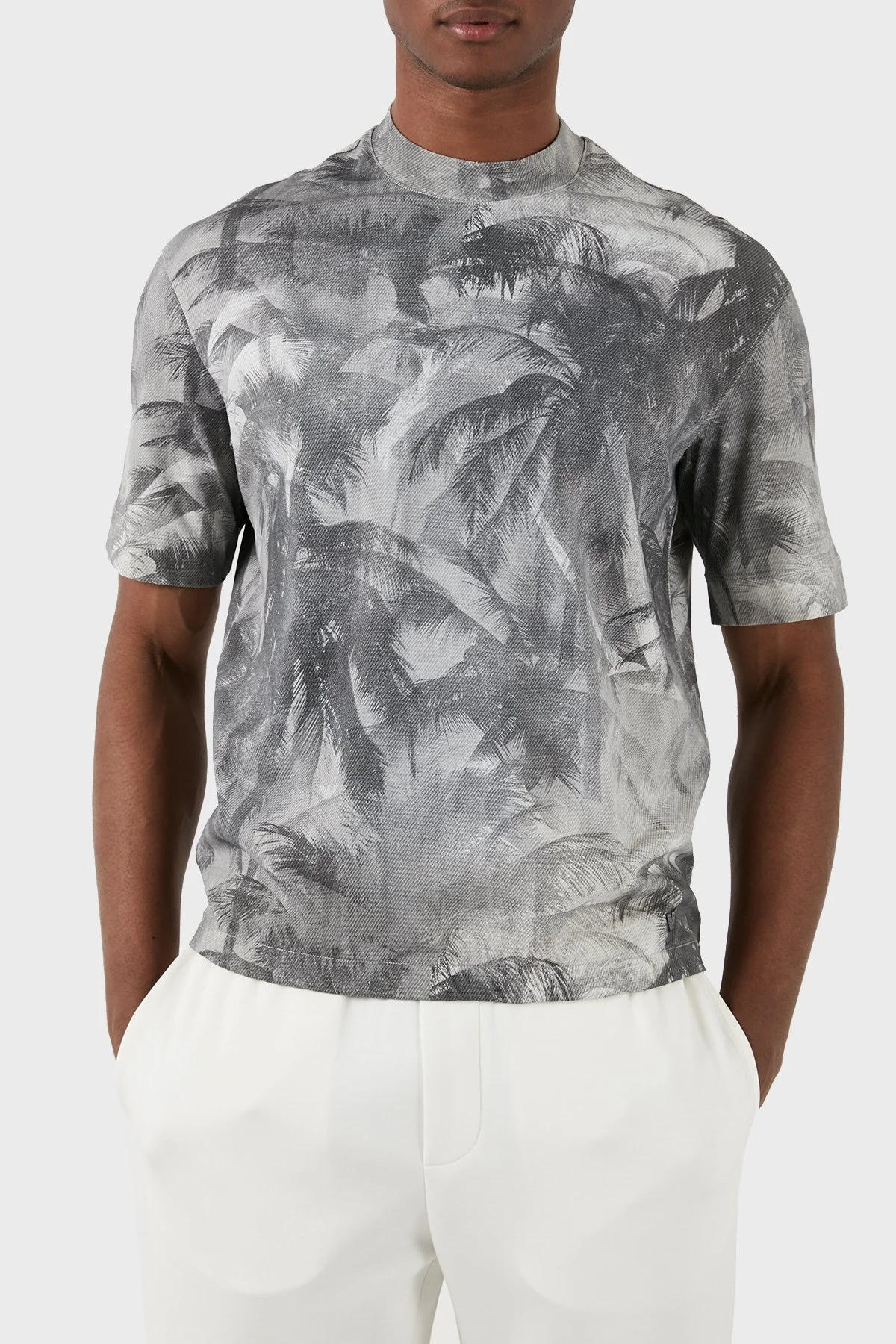 Emporio Armani Pamuklu Oversize Fit Bisiklet Yaka Erkek T Shirt 3D1TG7 1JOZZ F617 GRİ - 5