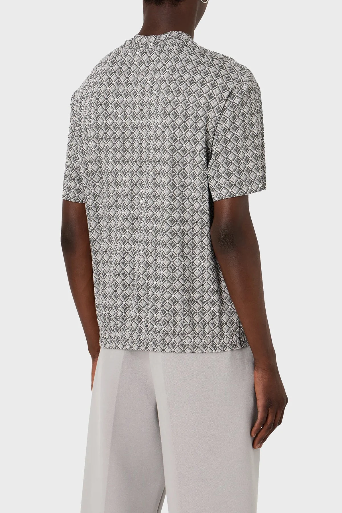 Emporio Armani Pamuklu Oversize Fit Bisiklet Yaka Erkek T Shirt 3D1TG7 1JOZZ F618 GRİ - 3
