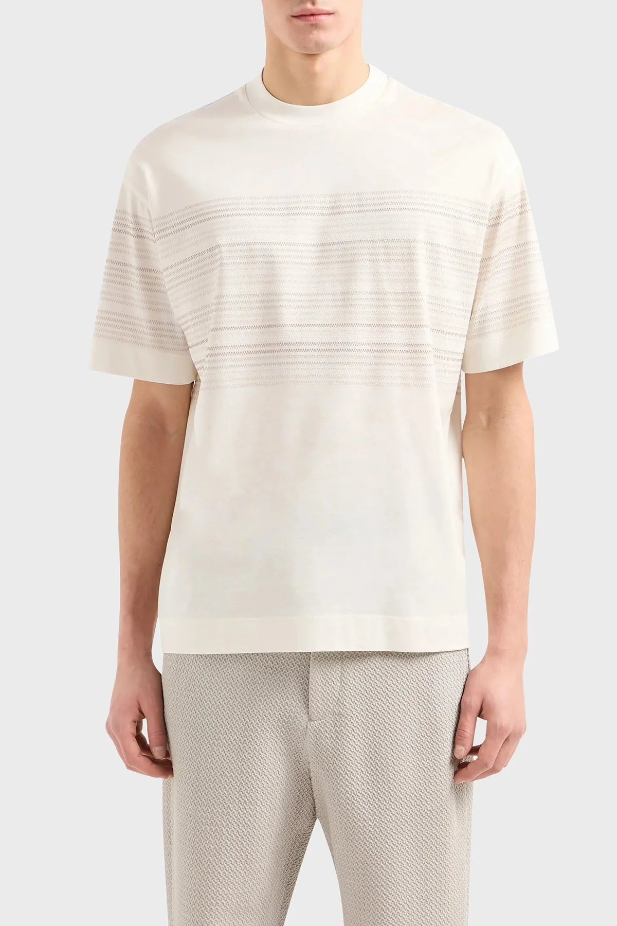 Emporio Armani Pamuklu Oversize Fit Erkek T Shirt 3D1TA3 1JUVZ 0128 EKRU - 1