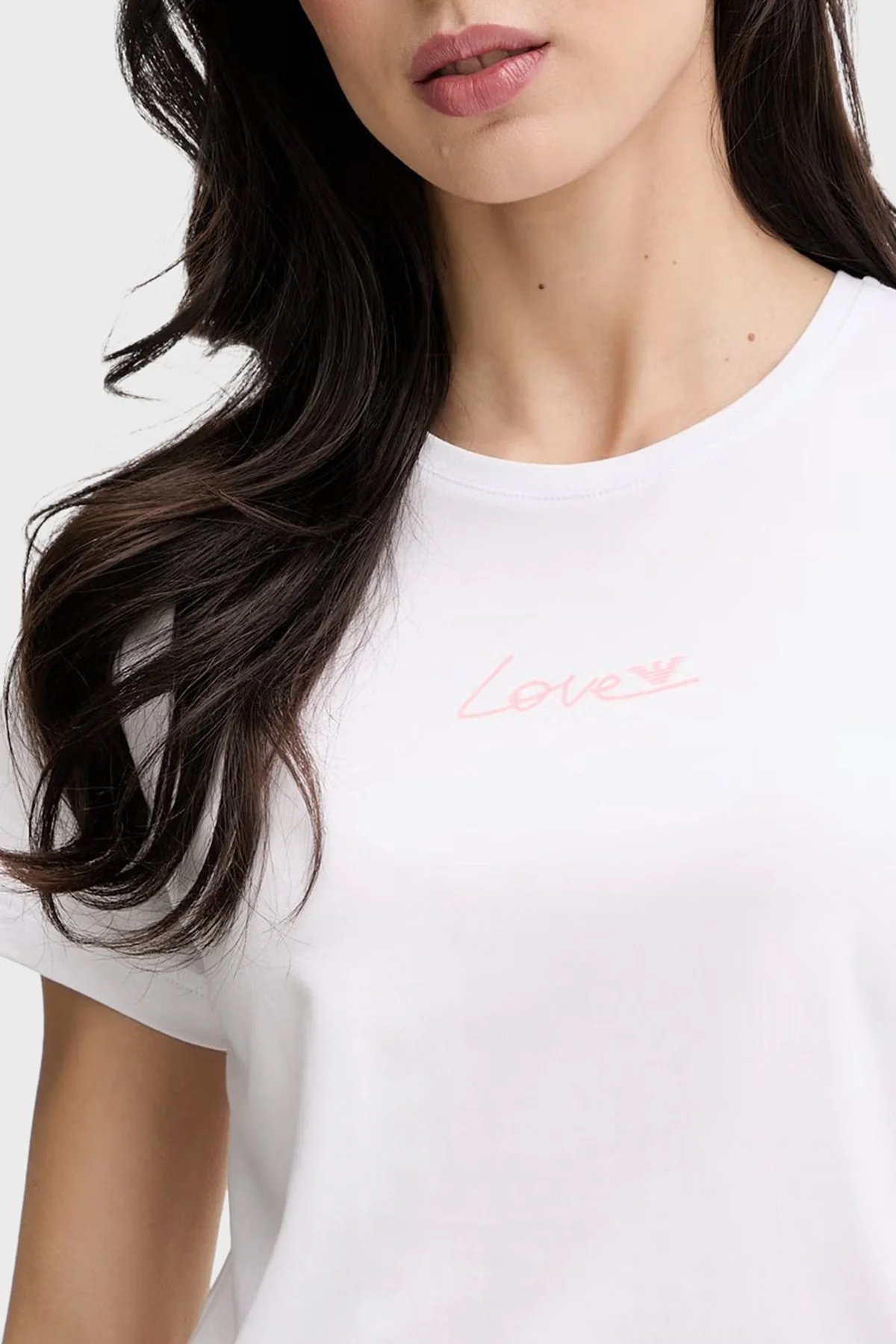 Emporio Armani Pamuklu Regular Fit Baskılı Bisiklet Yaka Bayan T Shirt EW000408 AF19049 U0002 BEYAZ - 3