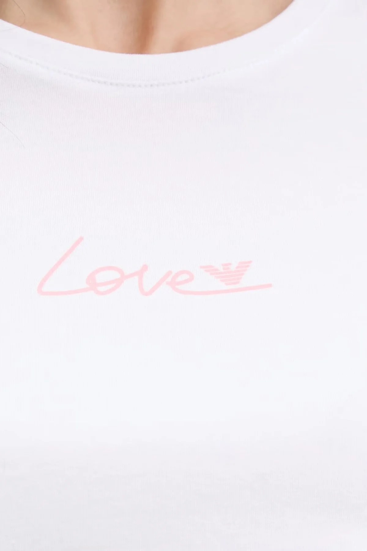 Emporio Armani Pamuklu Regular Fit Baskılı Bisiklet Yaka Bayan T Shirt EW000408 AF19049 U0002 BEYAZ - 4