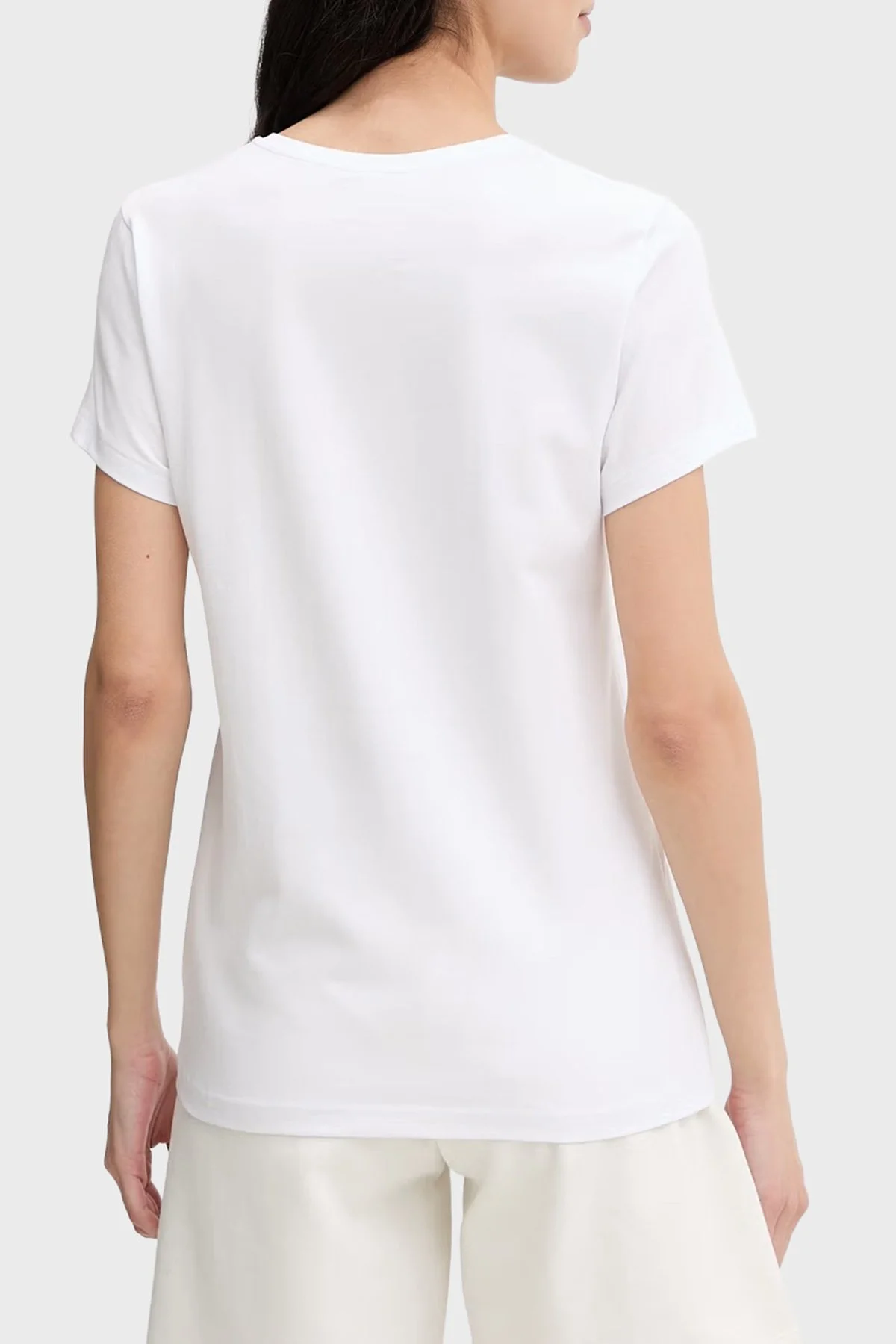 Emporio Armani Pamuklu Regular Fit Baskılı Bisiklet Yaka Kadın T Shirt EW000408 AF19049 U0002 BEYAZ - 2