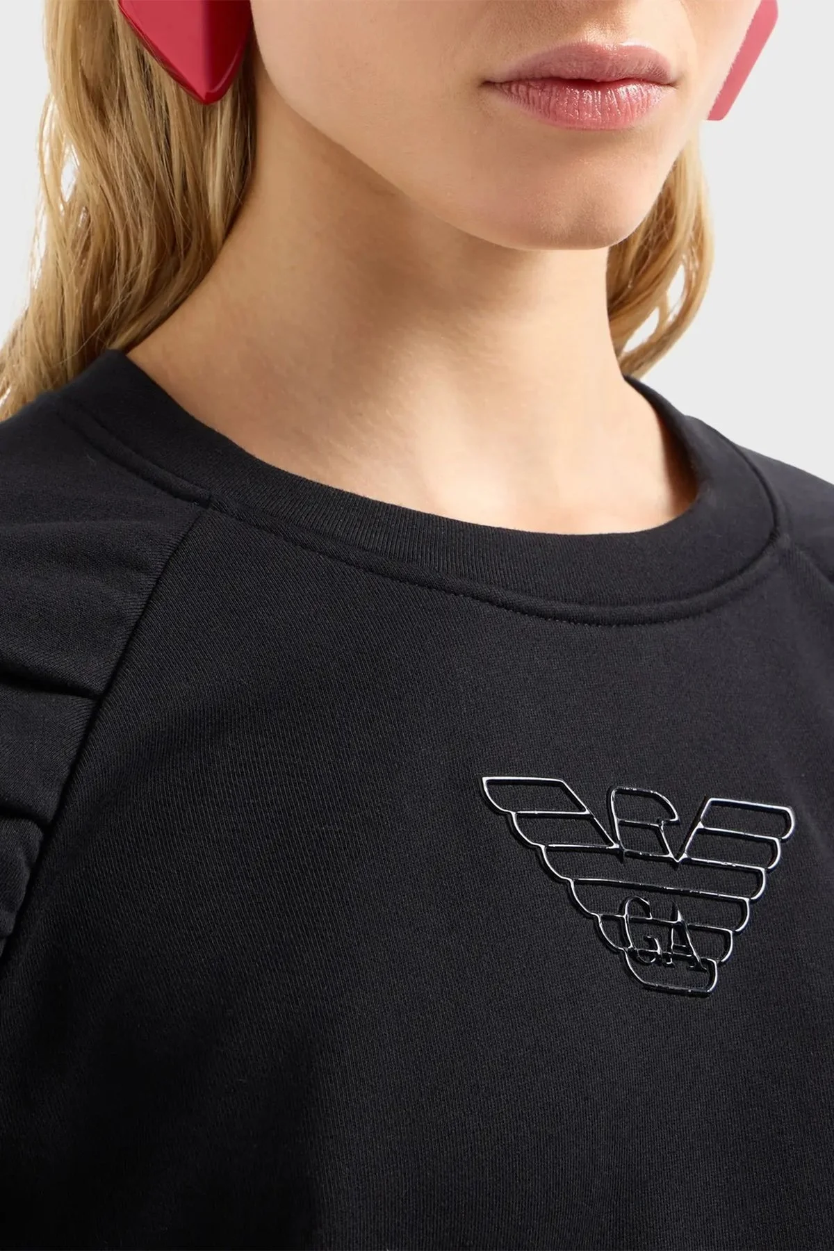 Emporio Armani Pamuklu Regular Fit Bayan Sweat 6D2M8G 2J49Z 0999 SİYAH - 9