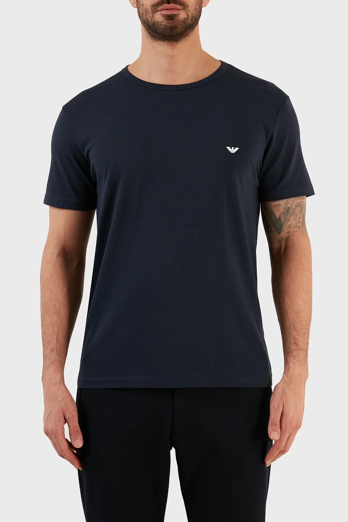 Emporio Armani Pamuklu Regular Fit Bisiklet Yaka 2 Pack Erkek T Shirt 111267 CC717 10410 BEYAZ-LACİVERT - 2