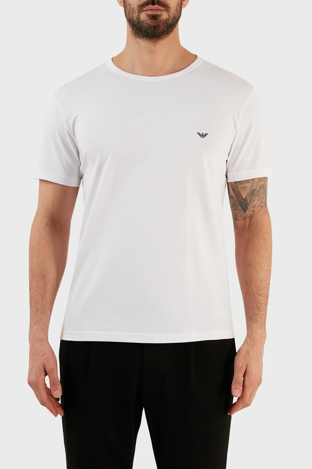 Emporio Armani Pamuklu Regular Fit Bisiklet Yaka 2 Pack Erkek T Shirt 111267 CC717 10410 BEYAZ-LACİVERT - 4