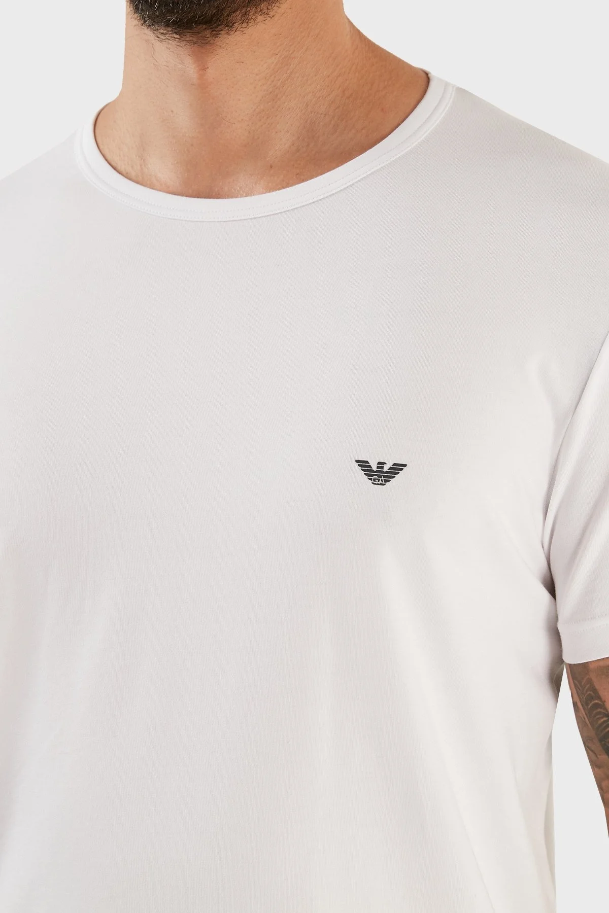 Emporio Armani Pamuklu Regular Fit Bisiklet Yaka 2 Pack Erkek T Shirt 111267 CC717 10410 BEYAZ-LACİVERT - 7