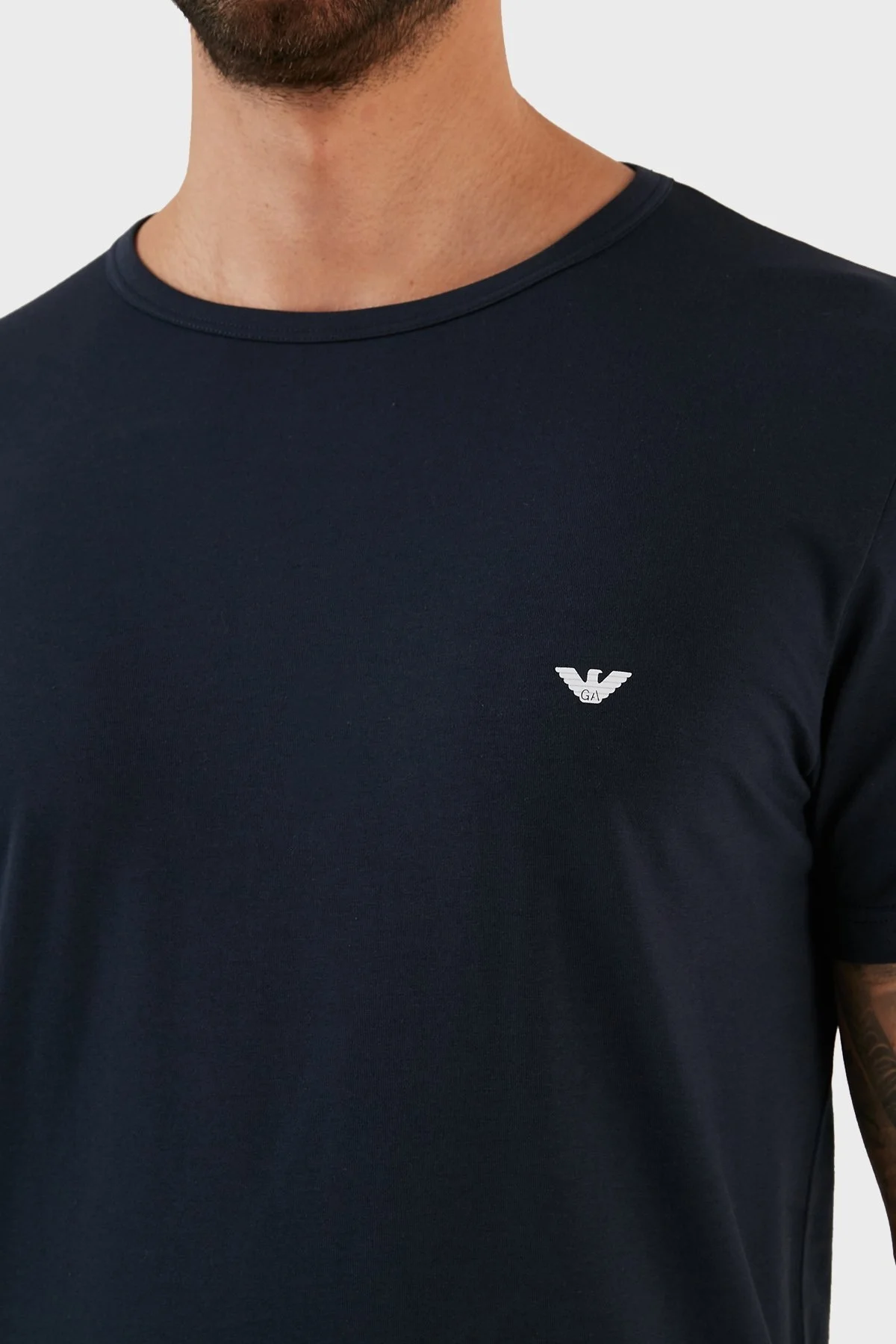 Emporio Armani Pamuklu Regular Fit Bisiklet Yaka 2 Pack Erkek T Shirt 111267 CC717 10410 BEYAZ-LACİVERT - 8