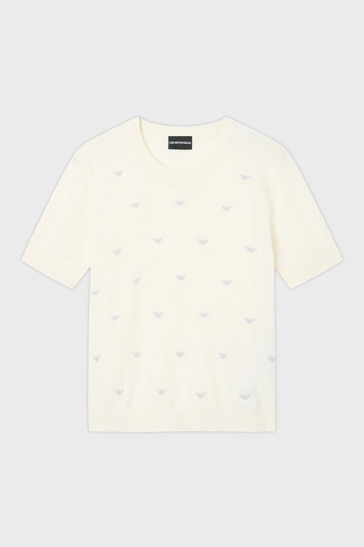 Emporio Armani Pamuklu Regular Fit Bisiklet Yaka Bayan Kazak EW004398 AF15106 U1058 EKRU - 1