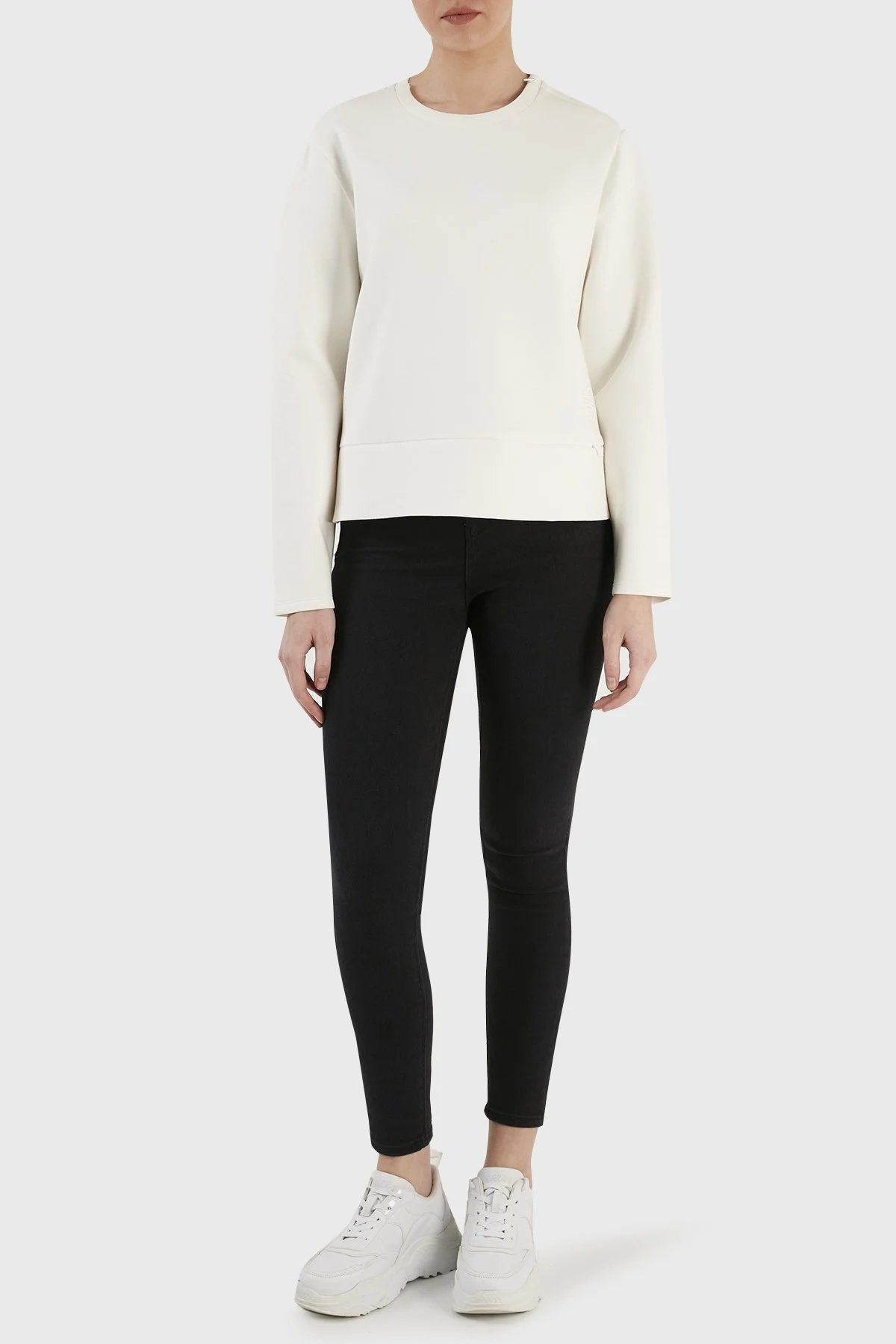 Emporio Armani Pamuklu Regular Fit Bisiklet Yaka Bayan Sweat 3R2M6C 1JHSZ 0101 BEYAZ - 3