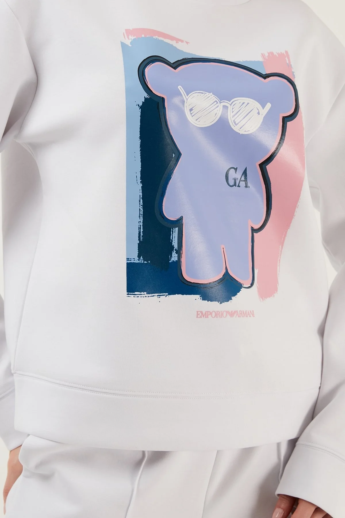 Emporio Armani Pamuklu Regular Fit Bisiklet Yaka Bayan Sweat 3R2M6H 1JHSZ 0100 BEYAZ - 4