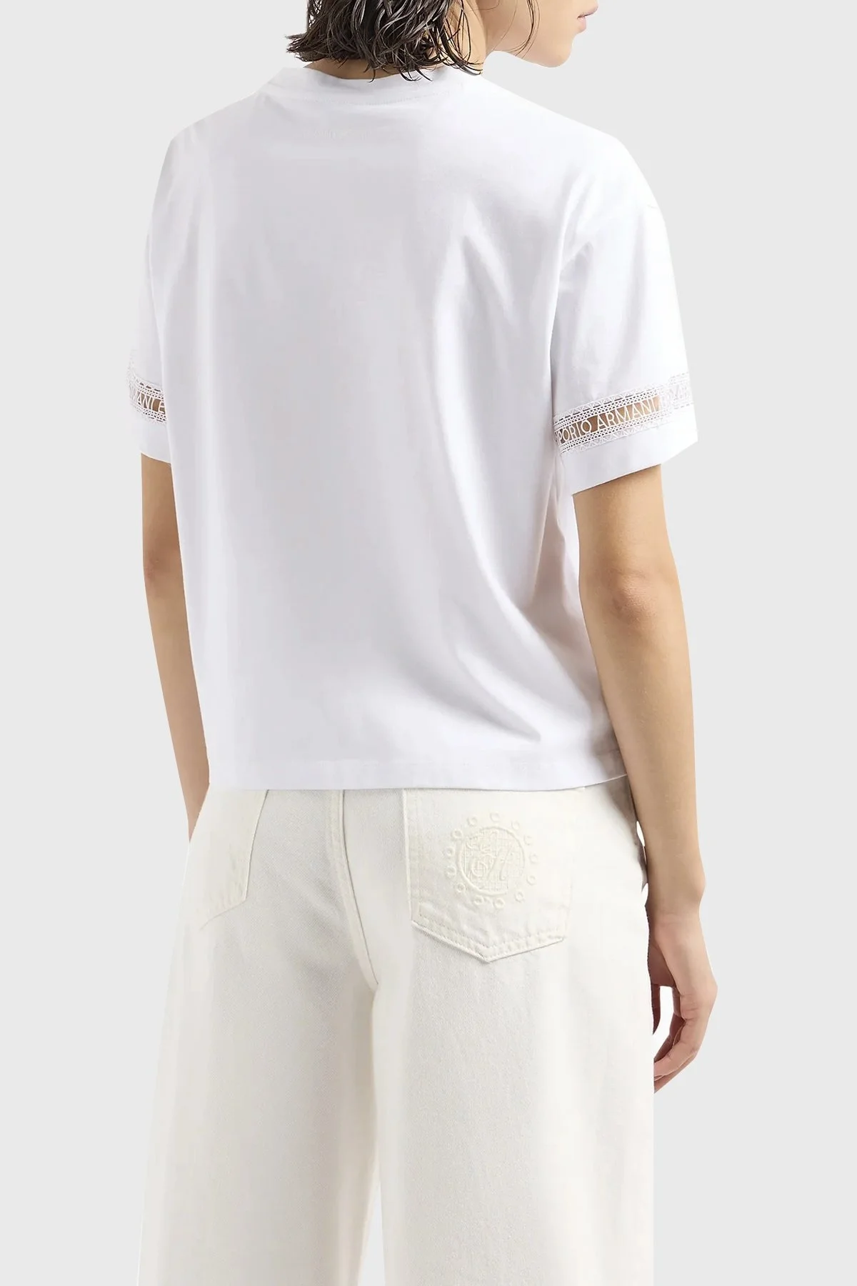 Emporio Armani Pamuklu Regular Fit Bisiklet Yaka Bayan T Shirt 3D2T7J 2JIDZ 0100 BEYAZ - 8