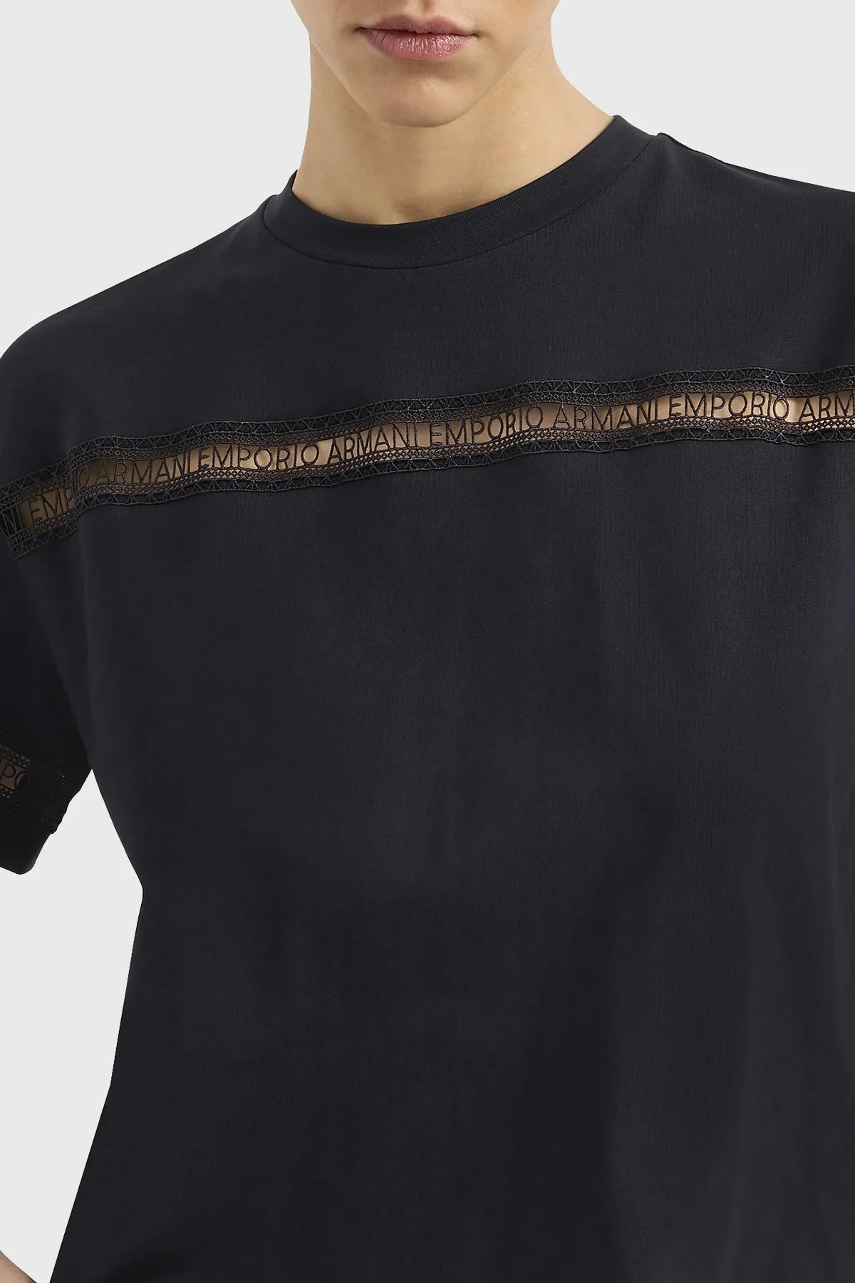 Emporio Armani Pamuklu Regular Fit Bisiklet Yaka Bayan T Shirt 3D2T7J 2JIDZ 0927 SİYAH - 6