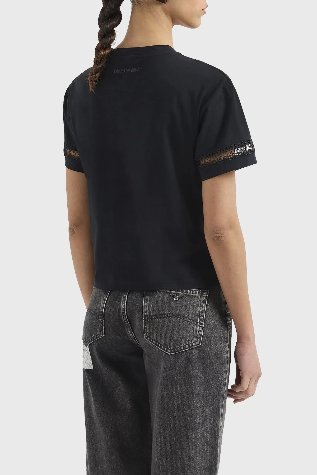 Emporio Armani Pamuklu Regular Fit Bisiklet Yaka Bayan T Shirt 3D2T7J 2JIDZ 0927 SİYAH - 7