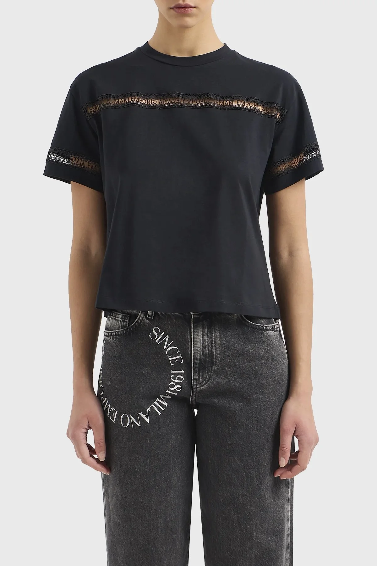 Emporio Armani Pamuklu Regular Fit Bisiklet Yaka Kadın T Shirt 3D2T7J 2JIDZ 0927 SİYAH - 1