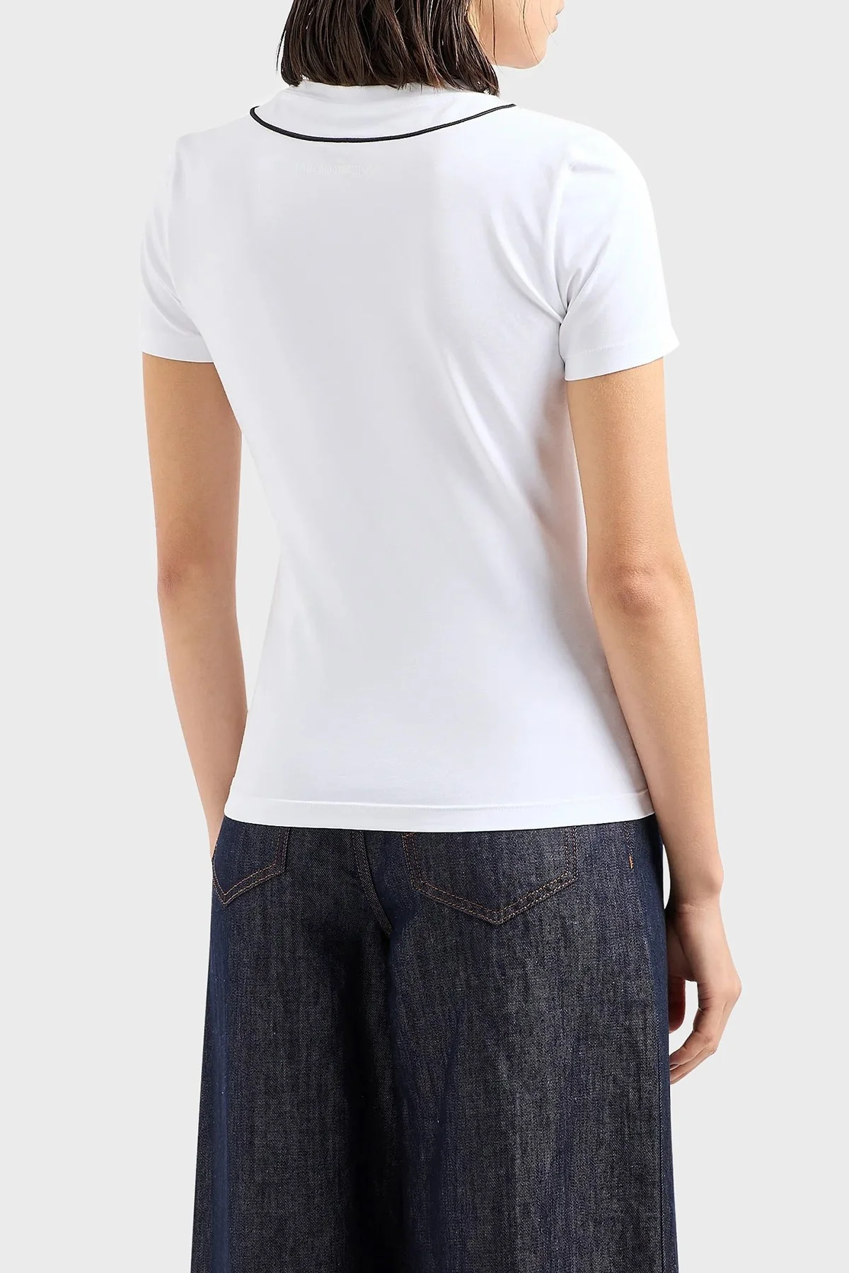 Emporio Armani Pamuklu Regular Fit Bisiklet Yaka Bayan T Shirt 3D2T7R 2J07Z 0100 BEYAZ - 8