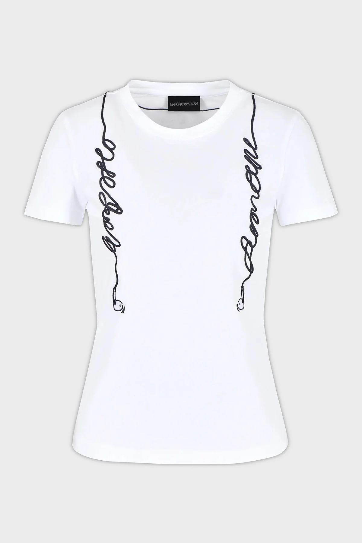 Emporio Armani Pamuklu Regular Fit Bisiklet Yaka Bayan T Shirt 3D2T7R 2J07Z 0100 BEYAZ - 10