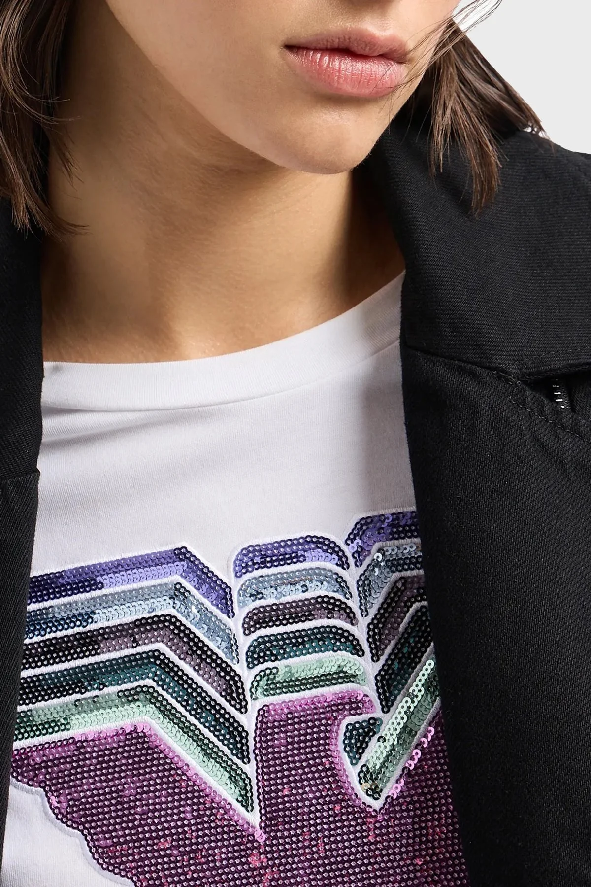 Emporio Armani Pamuklu Regular Fit Bisiklet Yaka Bayan T Shirt 3D2T7T 2JIDZ 0100 BEYAZ - 4