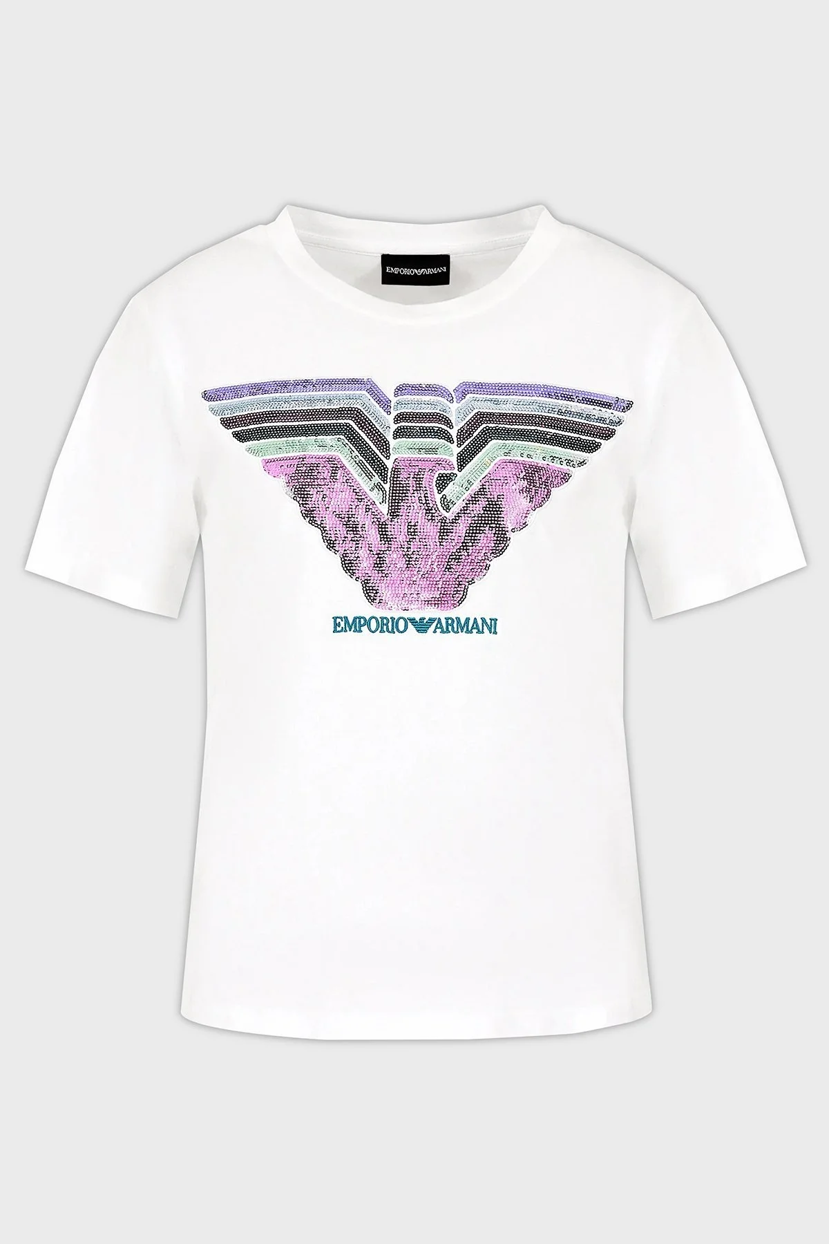 Emporio Armani Pamuklu Regular Fit Bisiklet Yaka Bayan T Shirt 3D2T7T 2JIDZ 0100 BEYAZ - 5