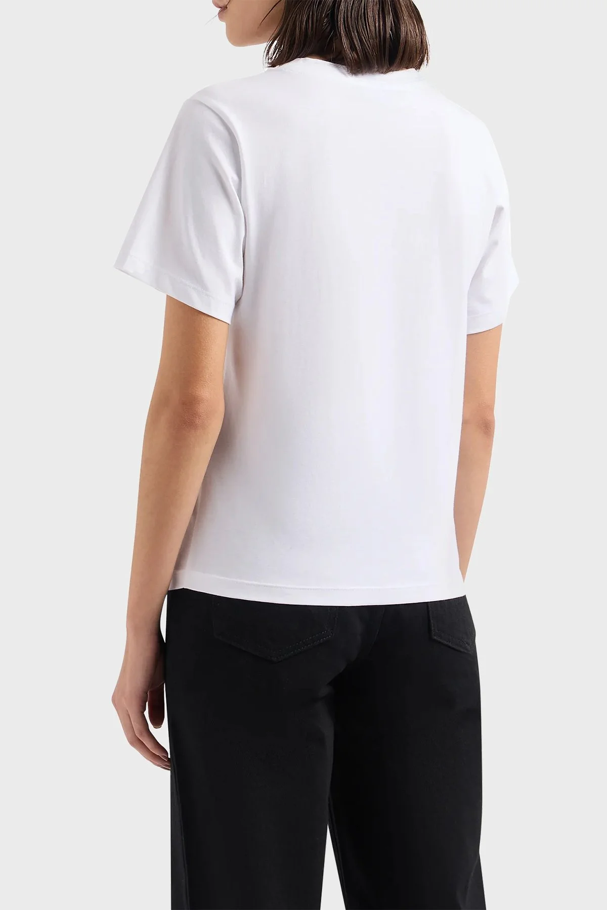 Emporio Armani Pamuklu Regular Fit Bisiklet Yaka Kadın T Shirt 3D2T7T 2JIDZ 0100 BEYAZ - 3