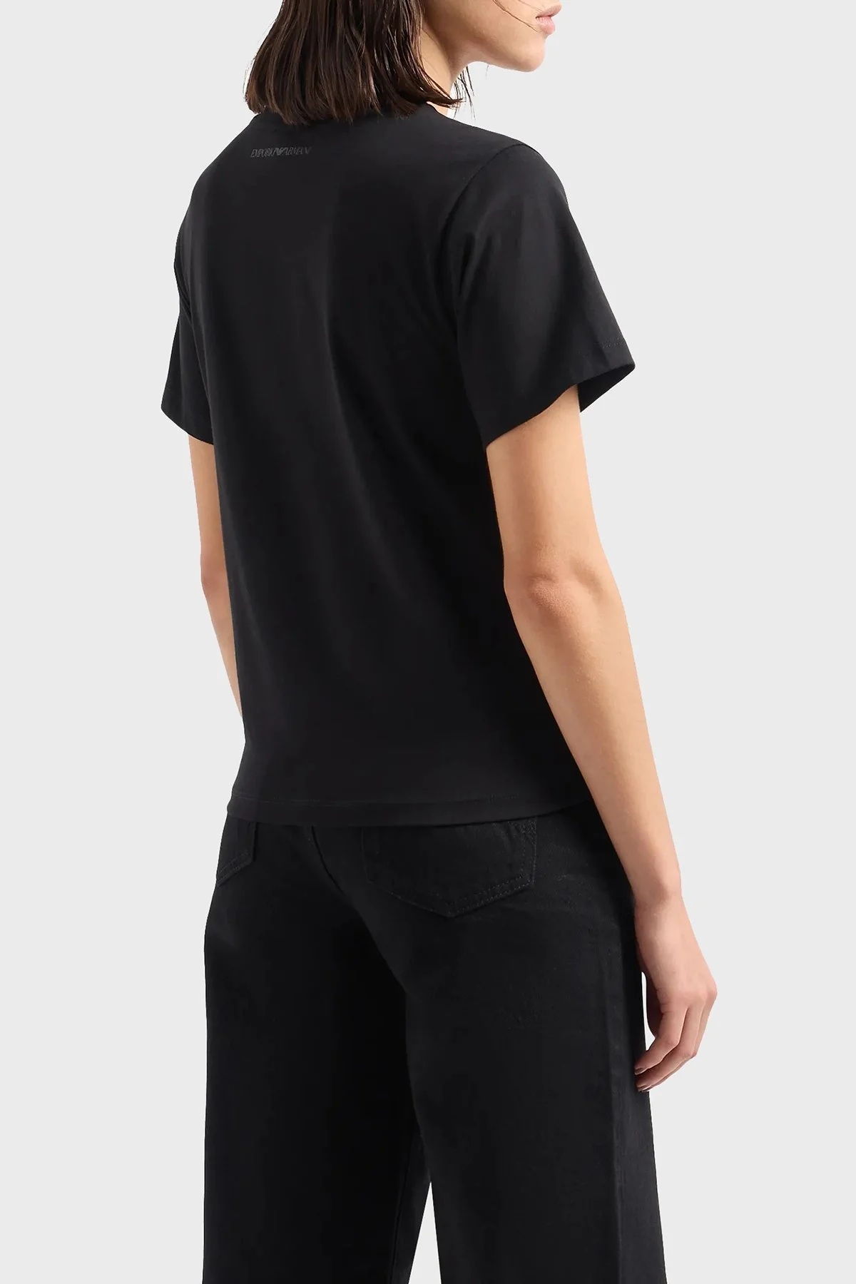 Emporio Armani Pamuklu Regular Fit Bisiklet Yaka Bayan T Shirt 3D2T7T 2JIDZ 0999 SİYAH - 8