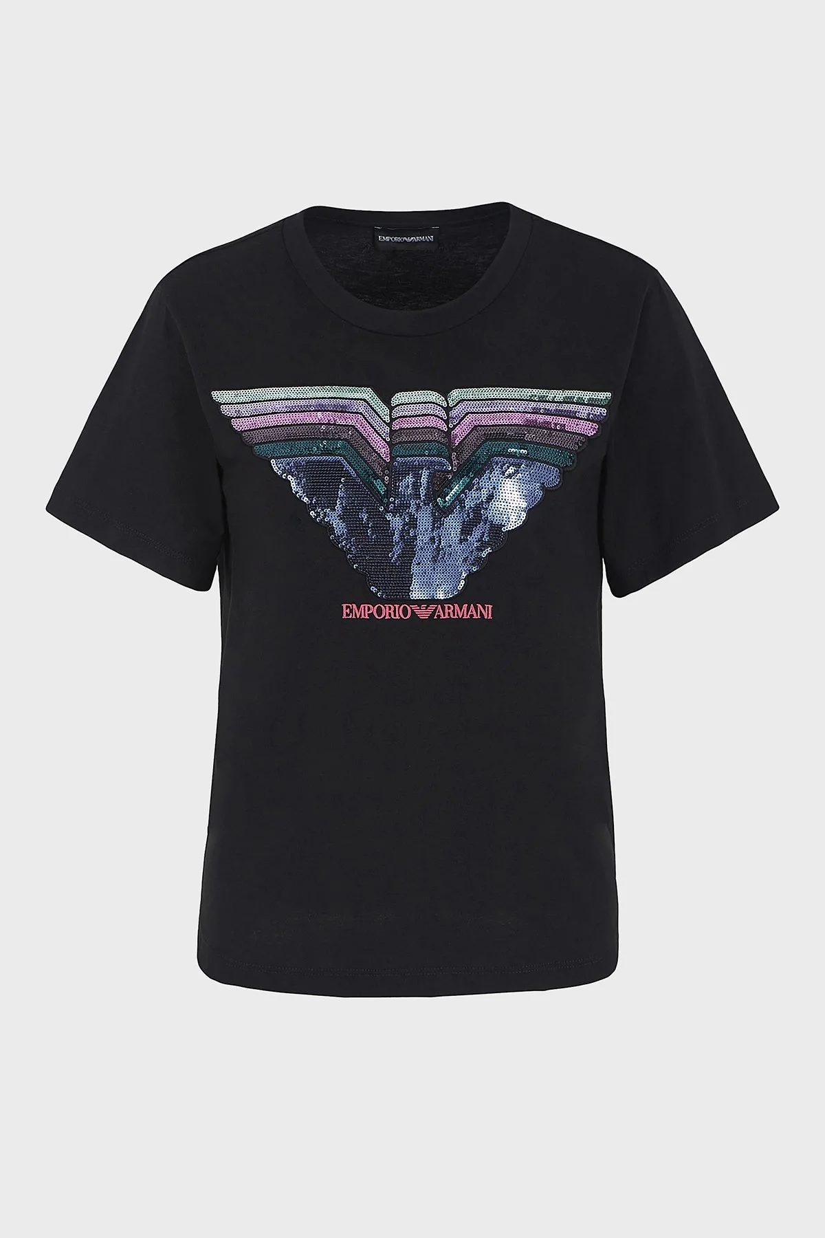 Emporio Armani Pamuklu Regular Fit Bisiklet Yaka Bayan T Shirt 3D2T7T 2JIDZ 0999 SİYAH - 10