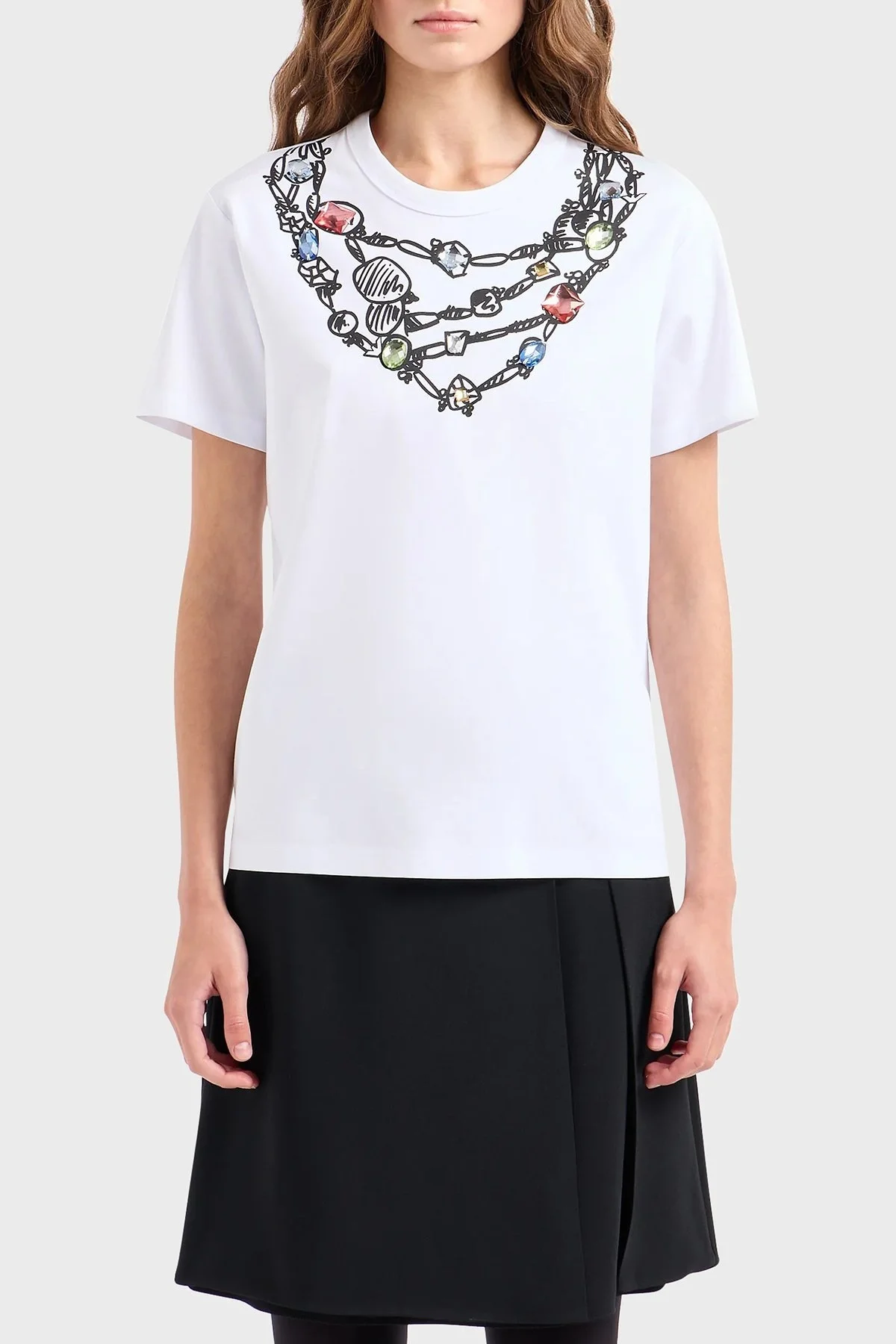 Emporio Armani Pamuklu Regular Fit Bisiklet Yaka Bayan T Shirt 3D2T8A 2JKAZ 0100 BEYAZ - 1