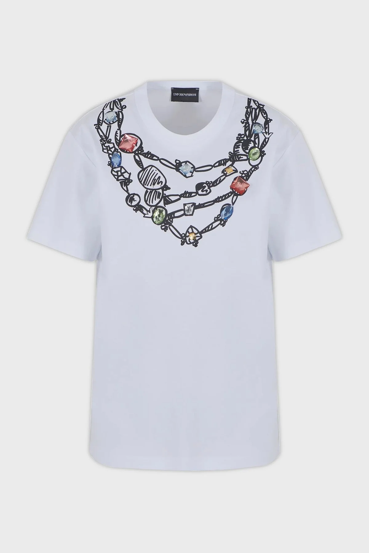 Emporio Armani Pamuklu Regular Fit Bisiklet Yaka Bayan T Shirt 3D2T8A 2JKAZ 0100 BEYAZ - 5